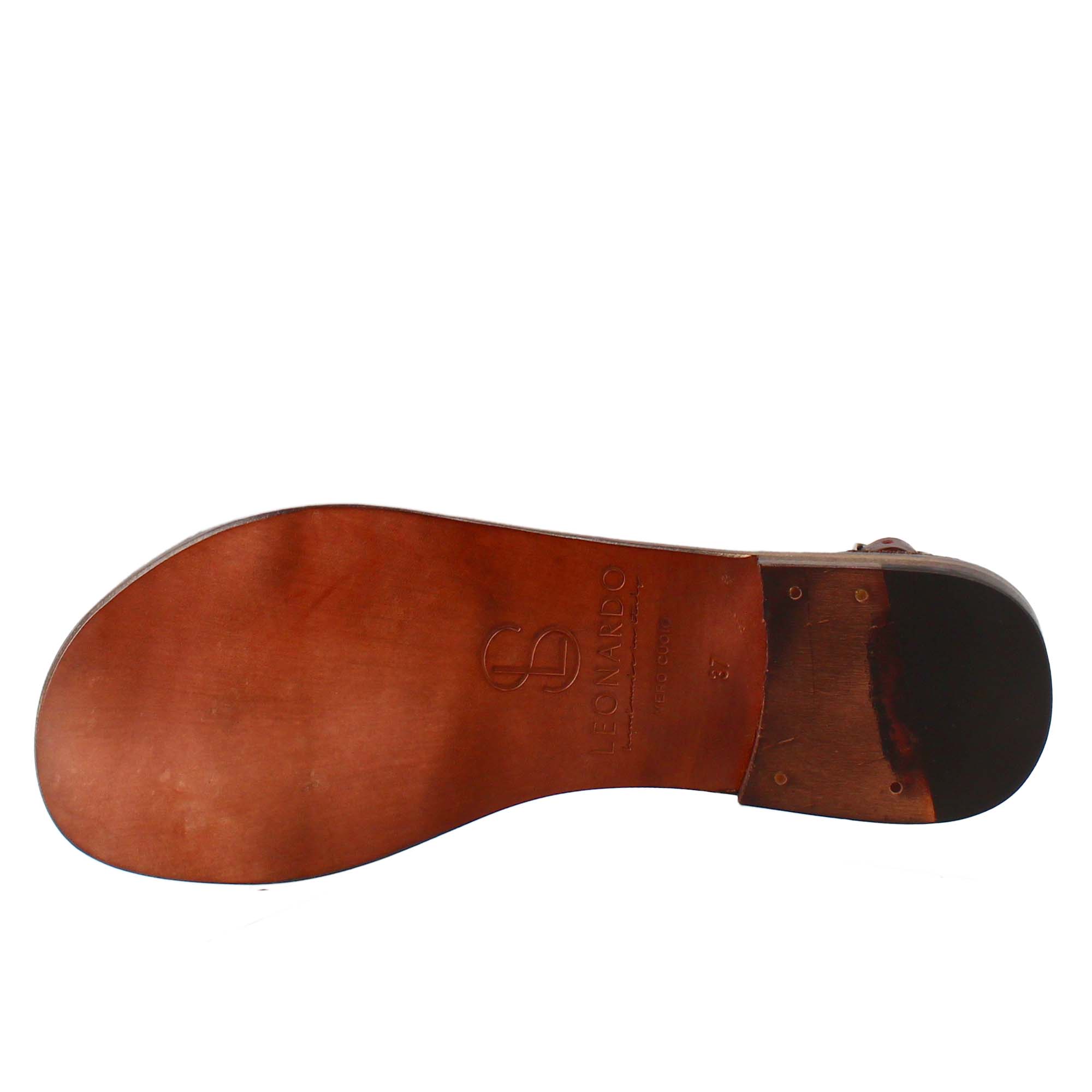Sandali Solace da donna stile romano antico in pelle marrone - LeonardoShoes