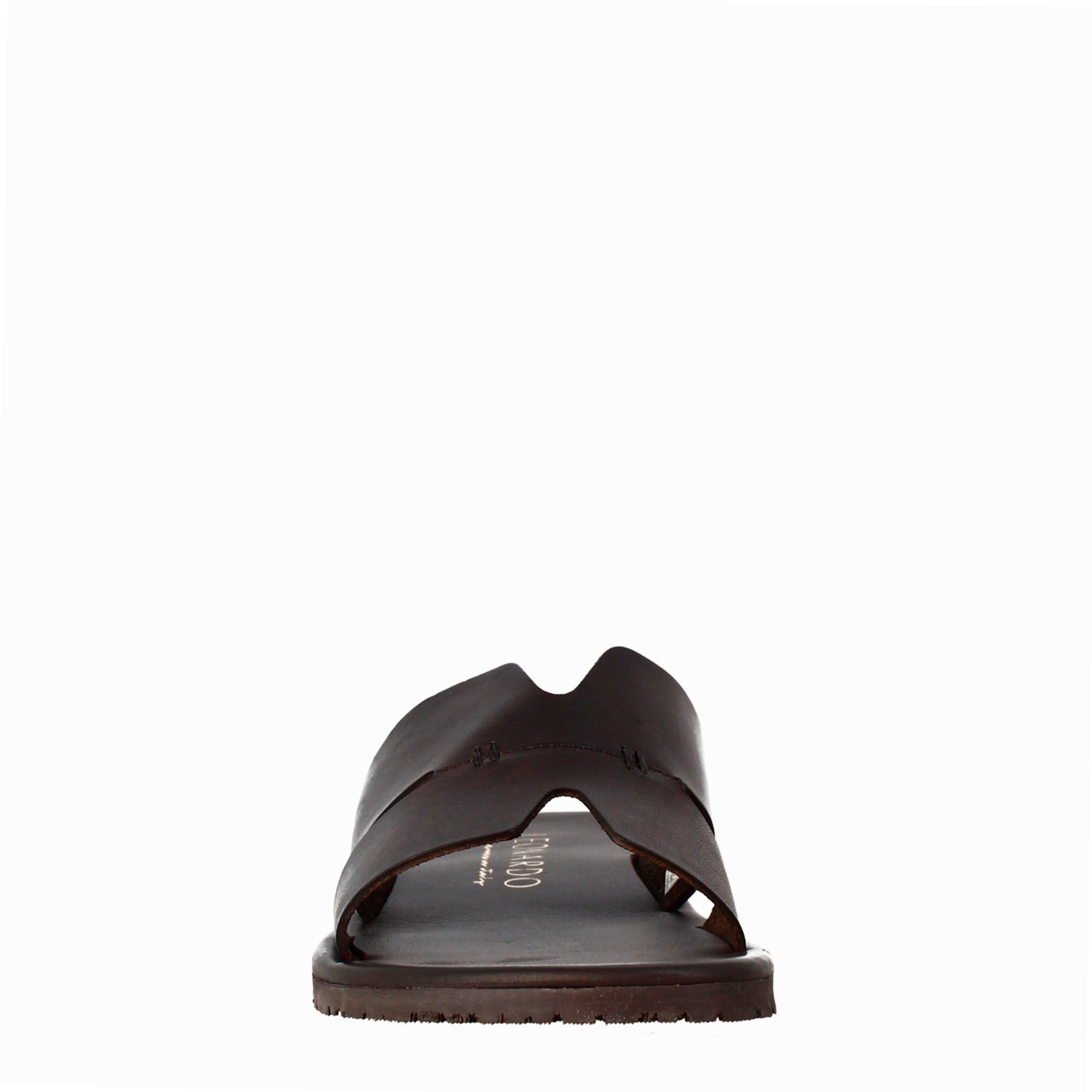 Sandales en forme de H pour hommes en cuir marron foncé