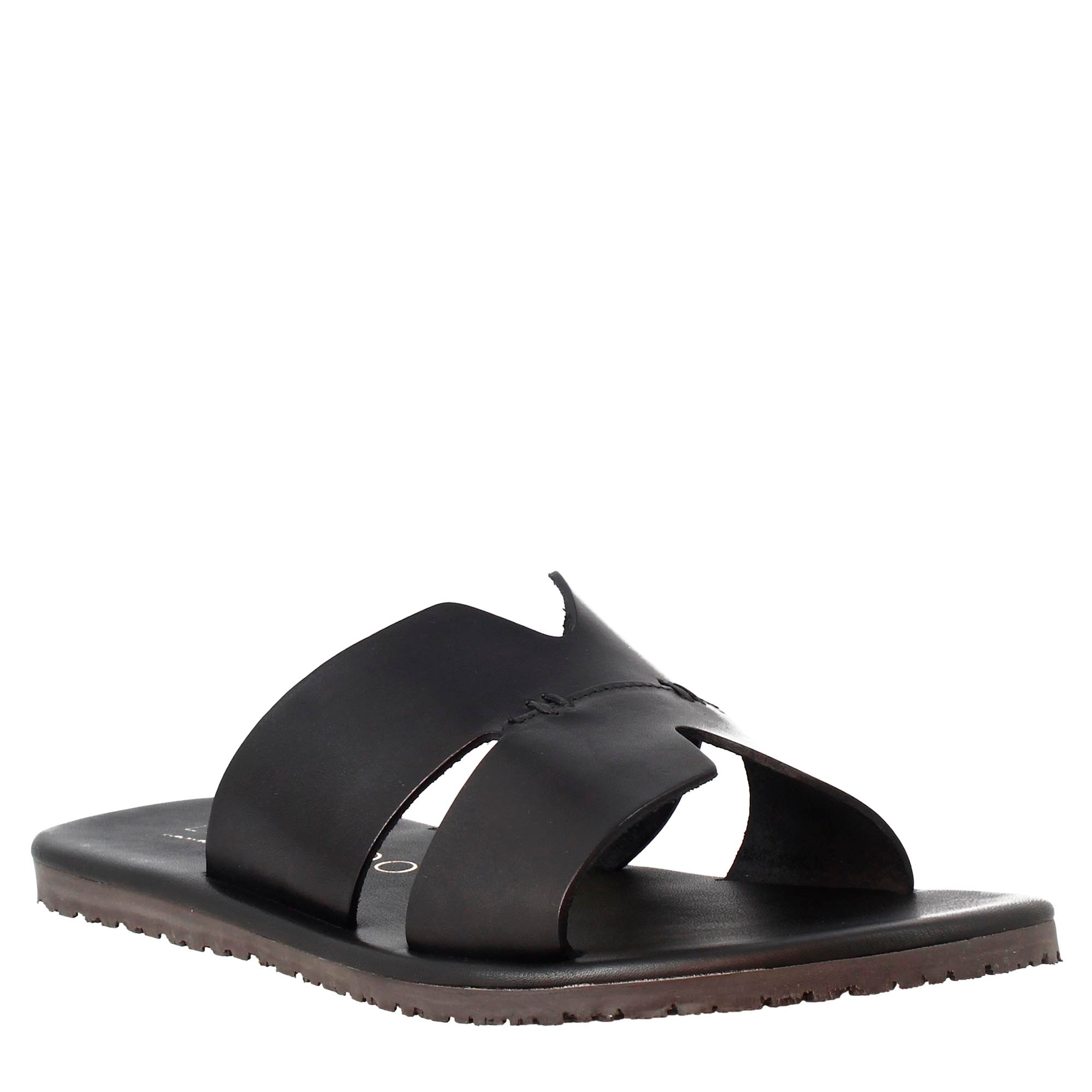 Sandali uomo a H in pelle colore nero
