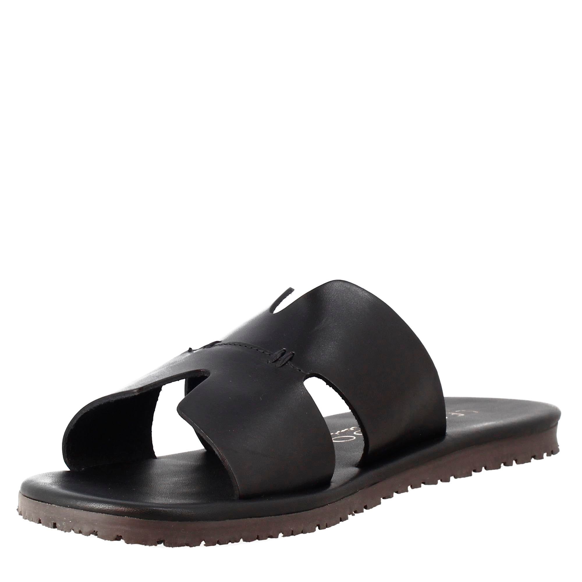 Sandali uomo a H in pelle colore nero