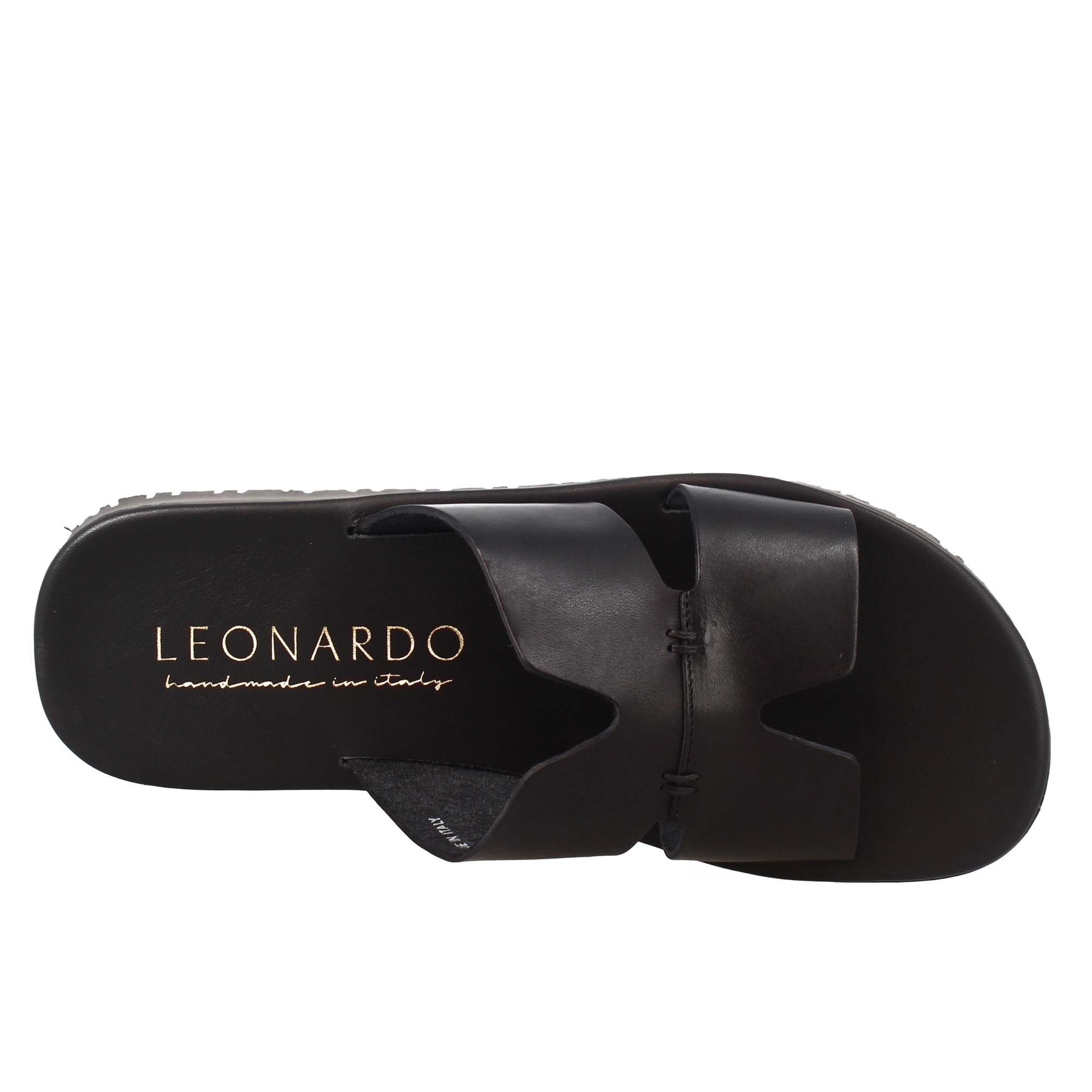 Sandali uomo a H in pelle colore nero