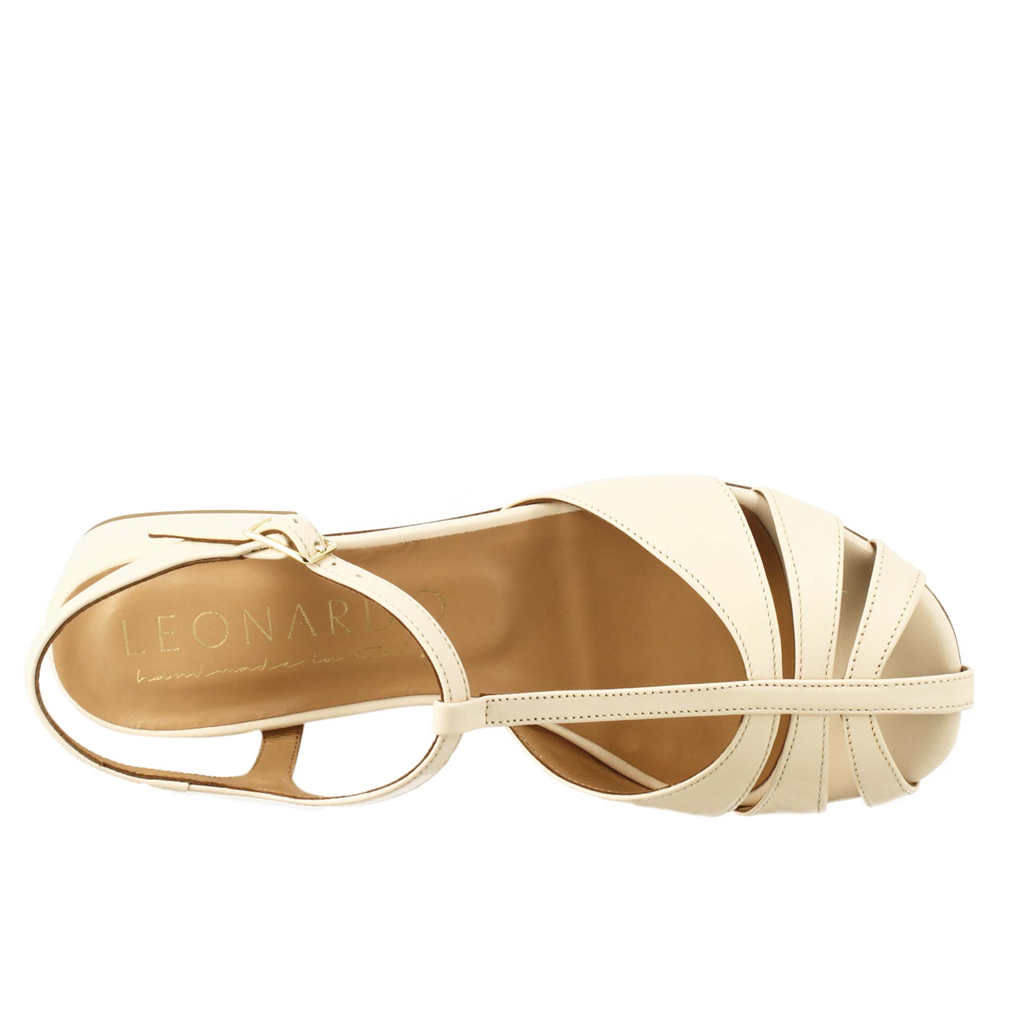 Sandalo da donna colore cipria a forma di gabbia - LeonardoShoes