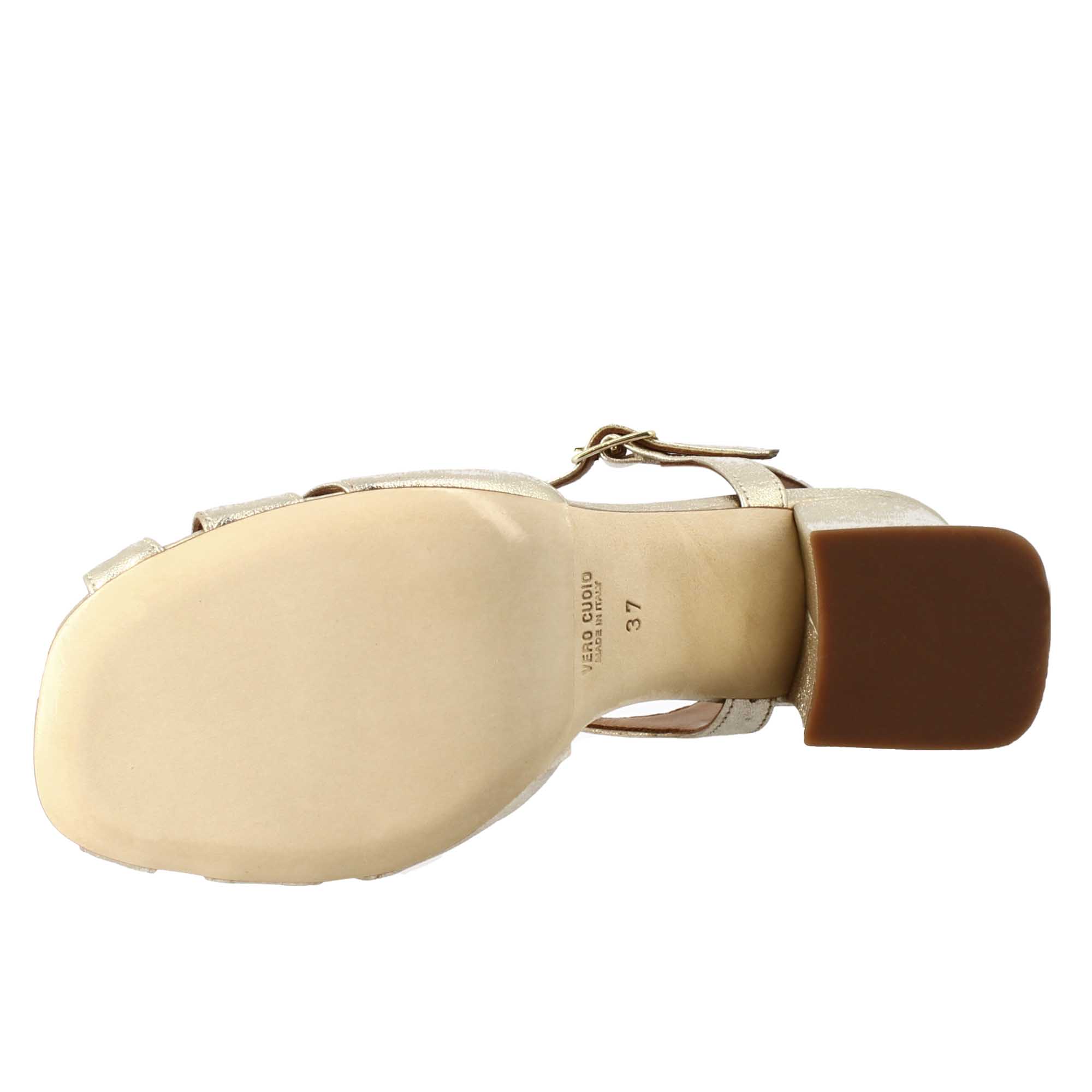 Sandalo a gabbia da donna in pelle colore platino - LeonardoShoes