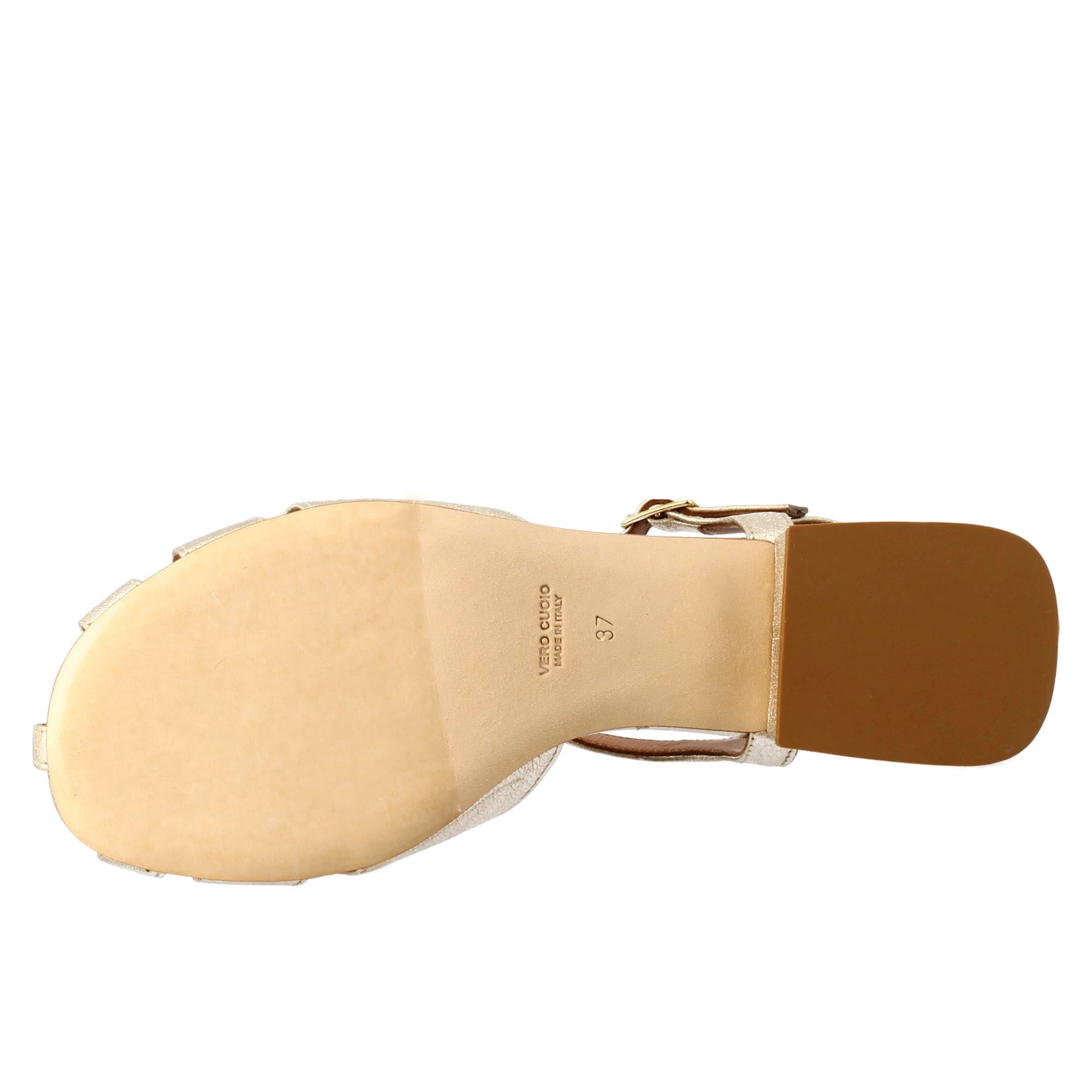 Sandalo da donna colore platino laminato a forma di gabbia - LeonardoShoes
