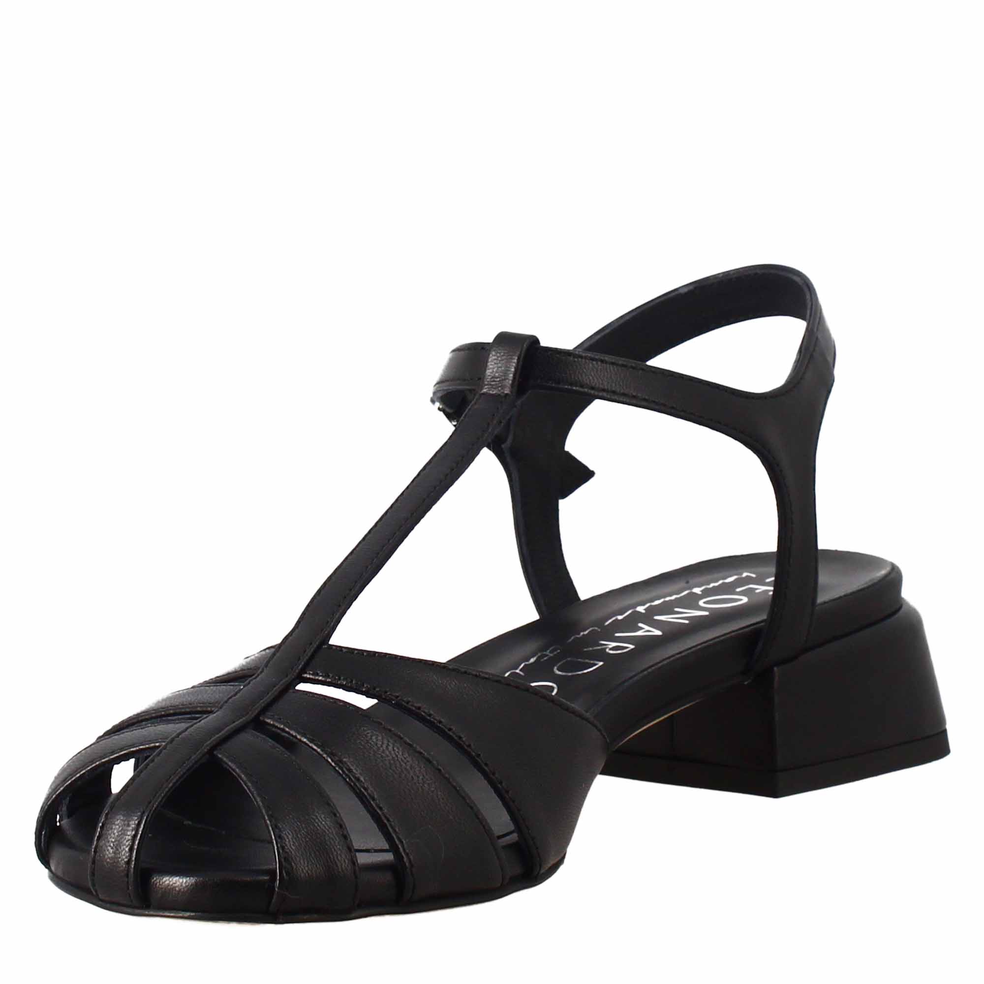 Sandalo da donna colore nero a forma di gabbia - LeonardoShoes