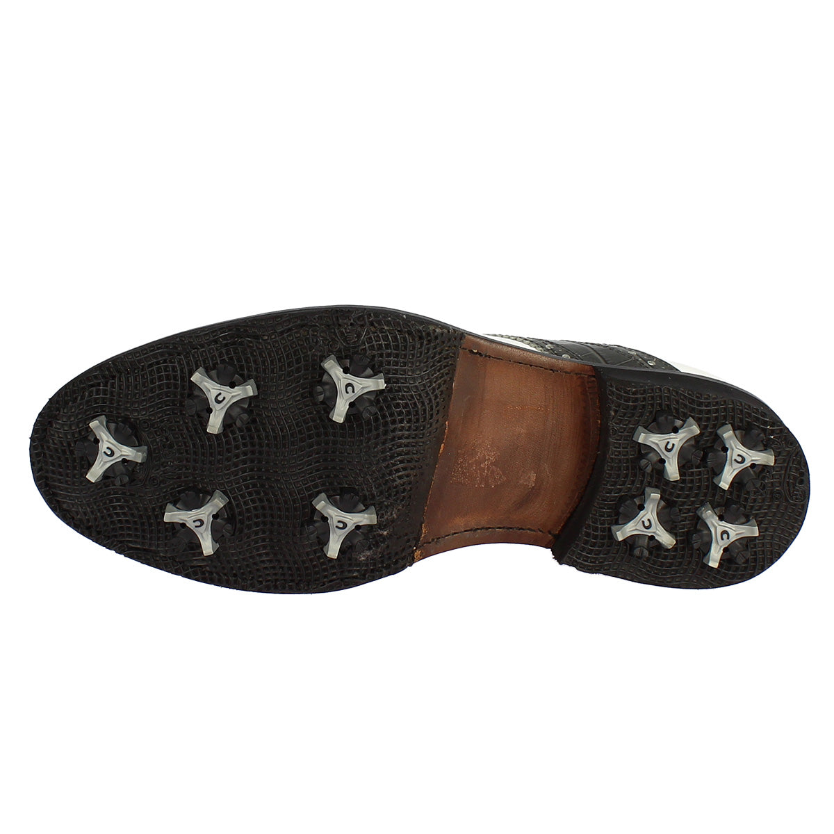 Scarpe da golf classiche artigianali in pelle bianca e grigia - LeonardoShoes