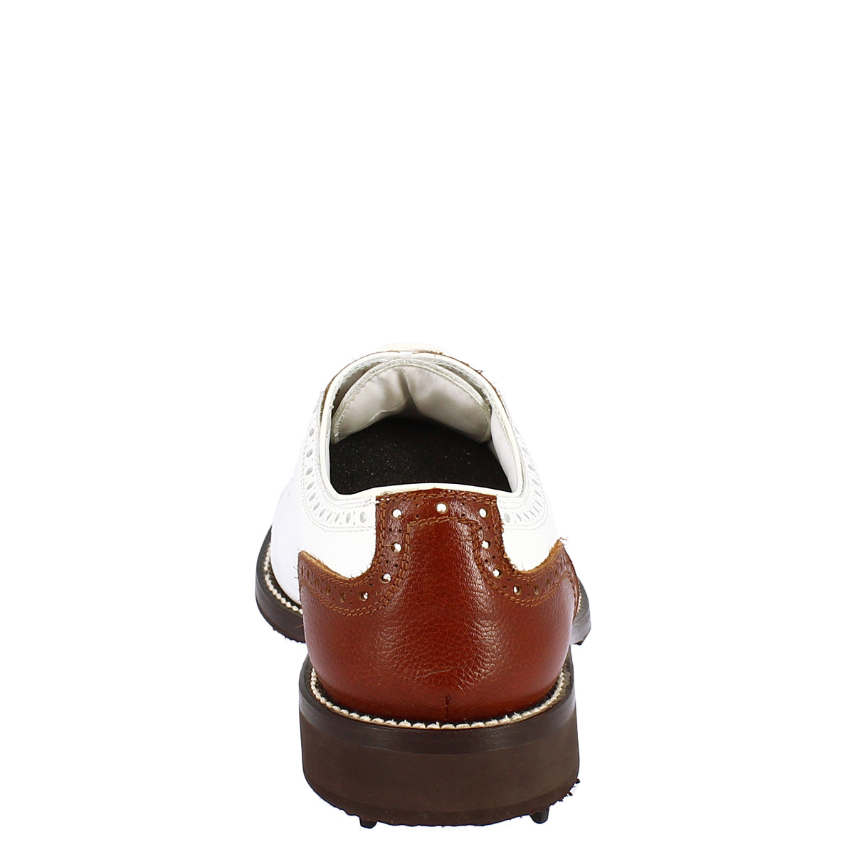 Scarpe da golf artigianali unisex in pelle bianca e marrone - LeonardoShoes