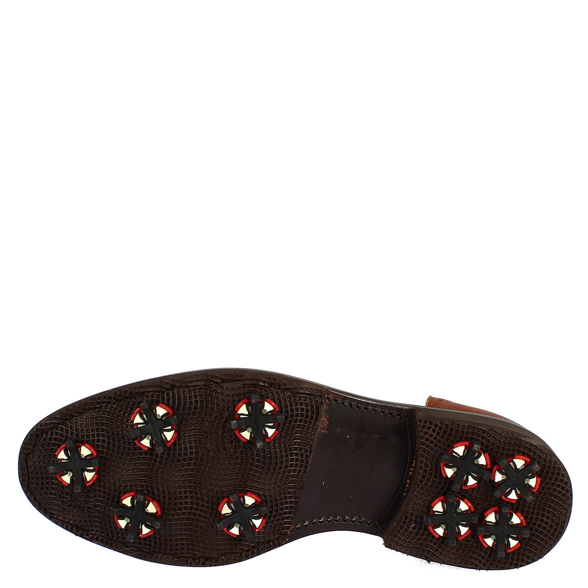 Scarpe da golf artigianali unisex in pelle bianca e marrone - LeonardoShoes