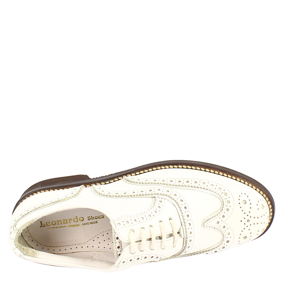 Scarpe da golf impermeabili fatte a mano in pelle bianca - LeonardoShoes