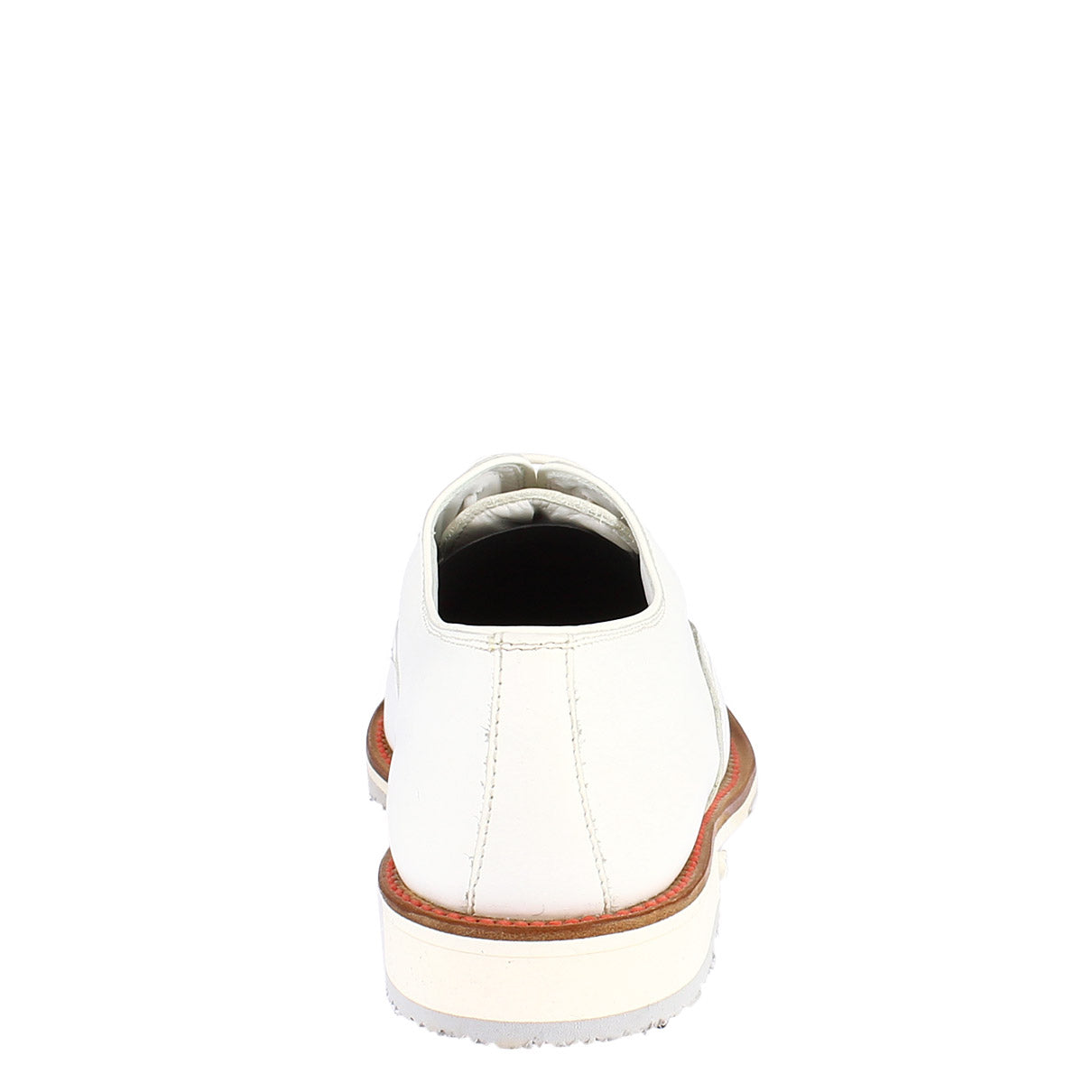Scarpe golf artigianali in pelle bianco con puntale rosso - LeonardoShoes