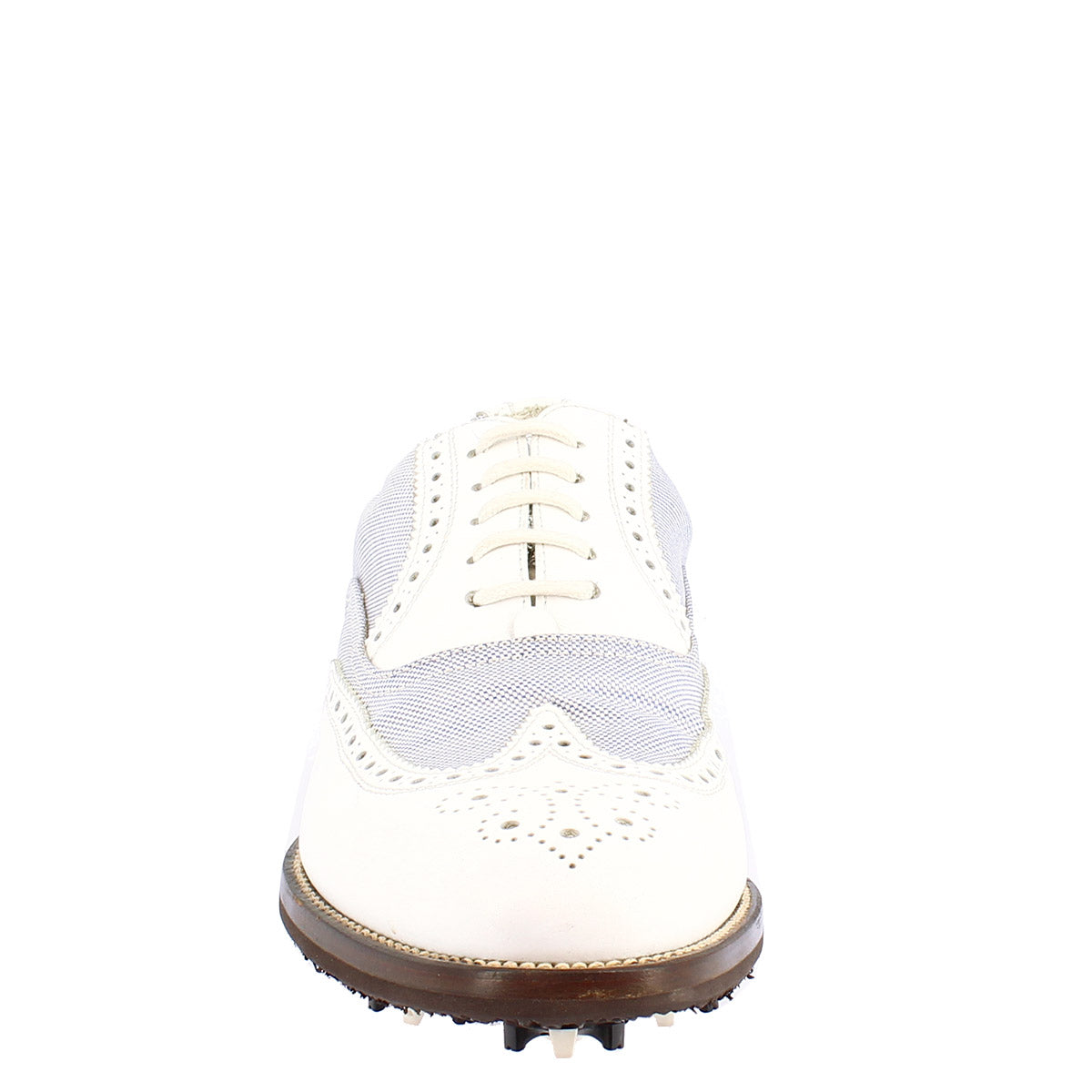 Scarpe golf estive fatte a mano in pelle bianca e tessuto - LeonardoShoes