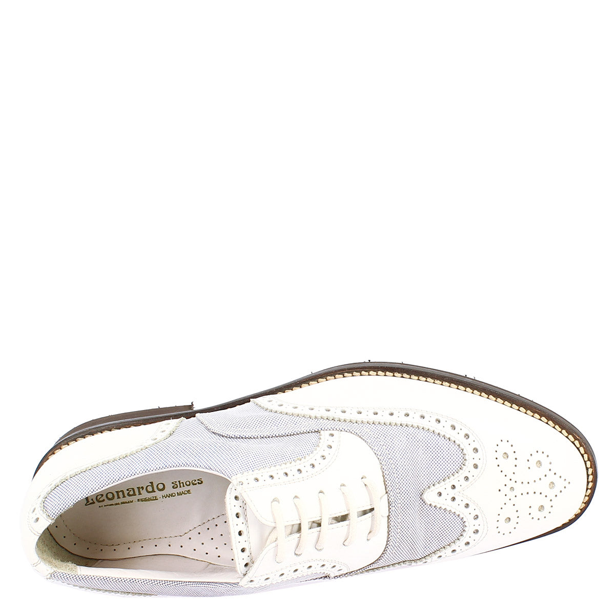 Scarpe golf estive fatte a mano in pelle bianca e tessuto - LeonardoShoes