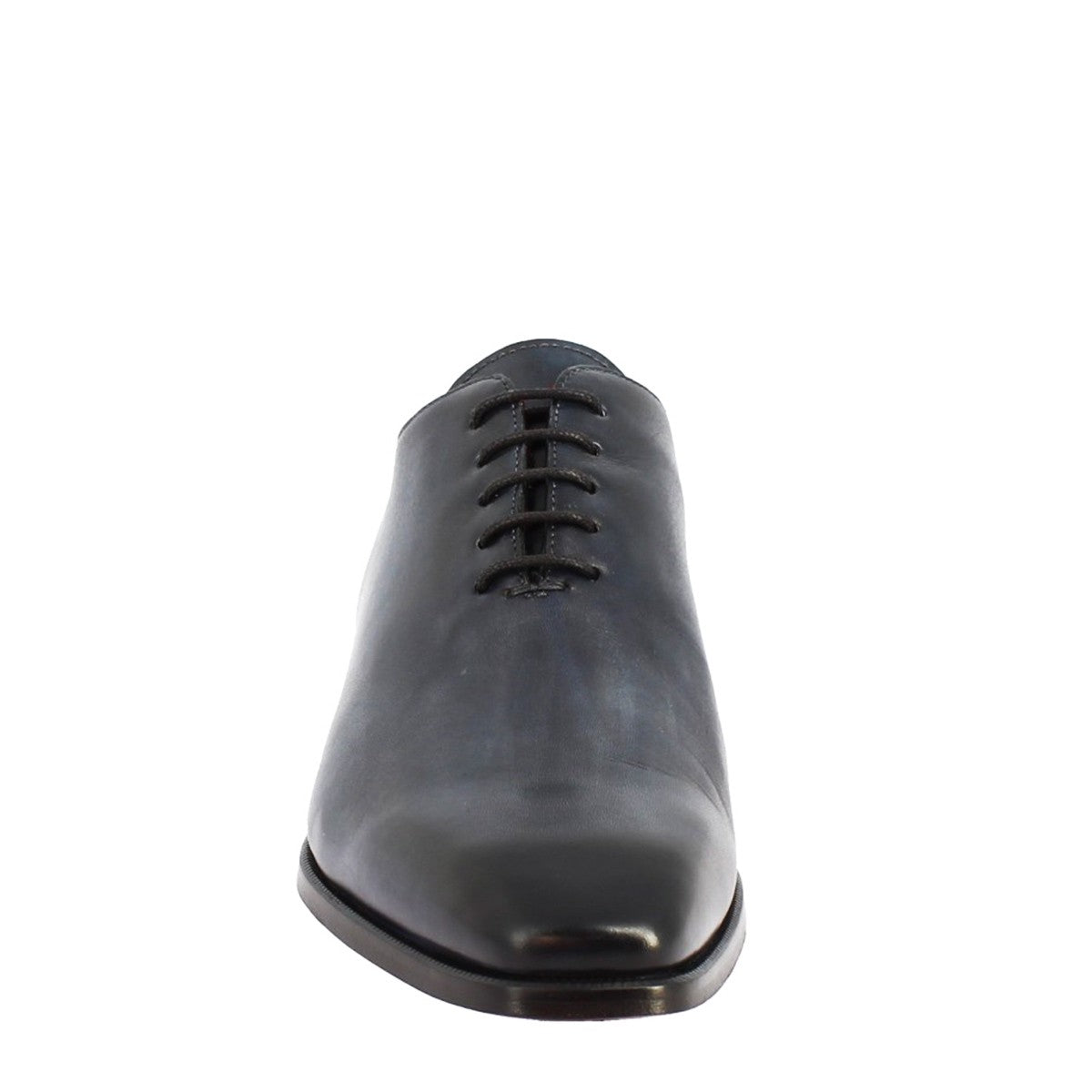 Scarpe wholecut da uomo artigianali in pelle delavè blu - LeonardoShoes