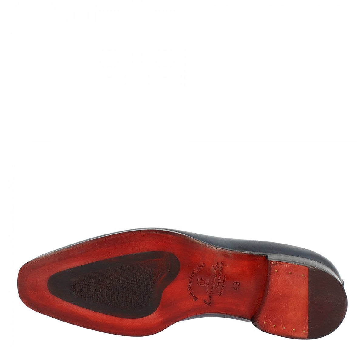 Scarpe wholecut da uomo artigianali in pelle delavè blu - LeonardoShoes