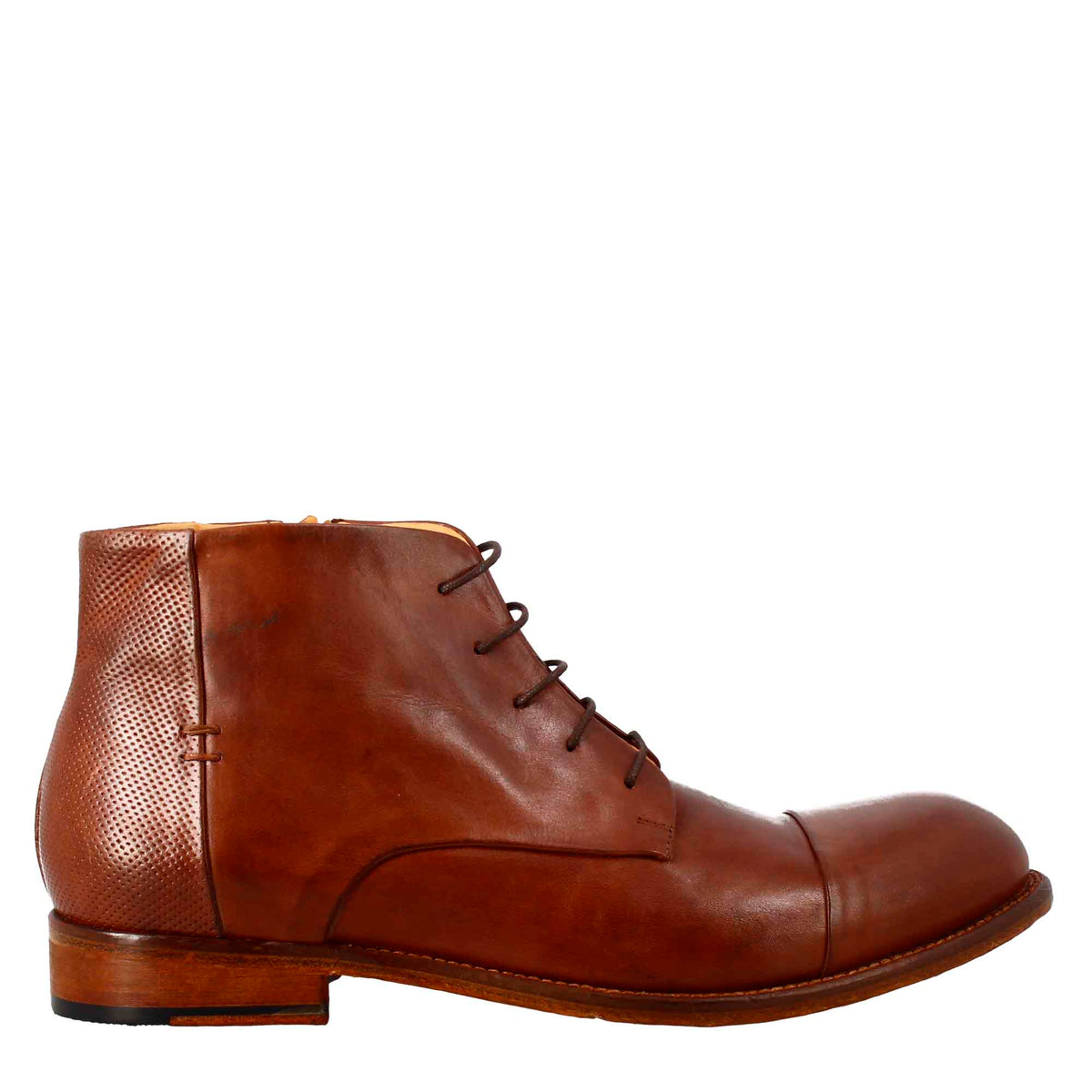 Men's elegant vintage brown leather ankle boot