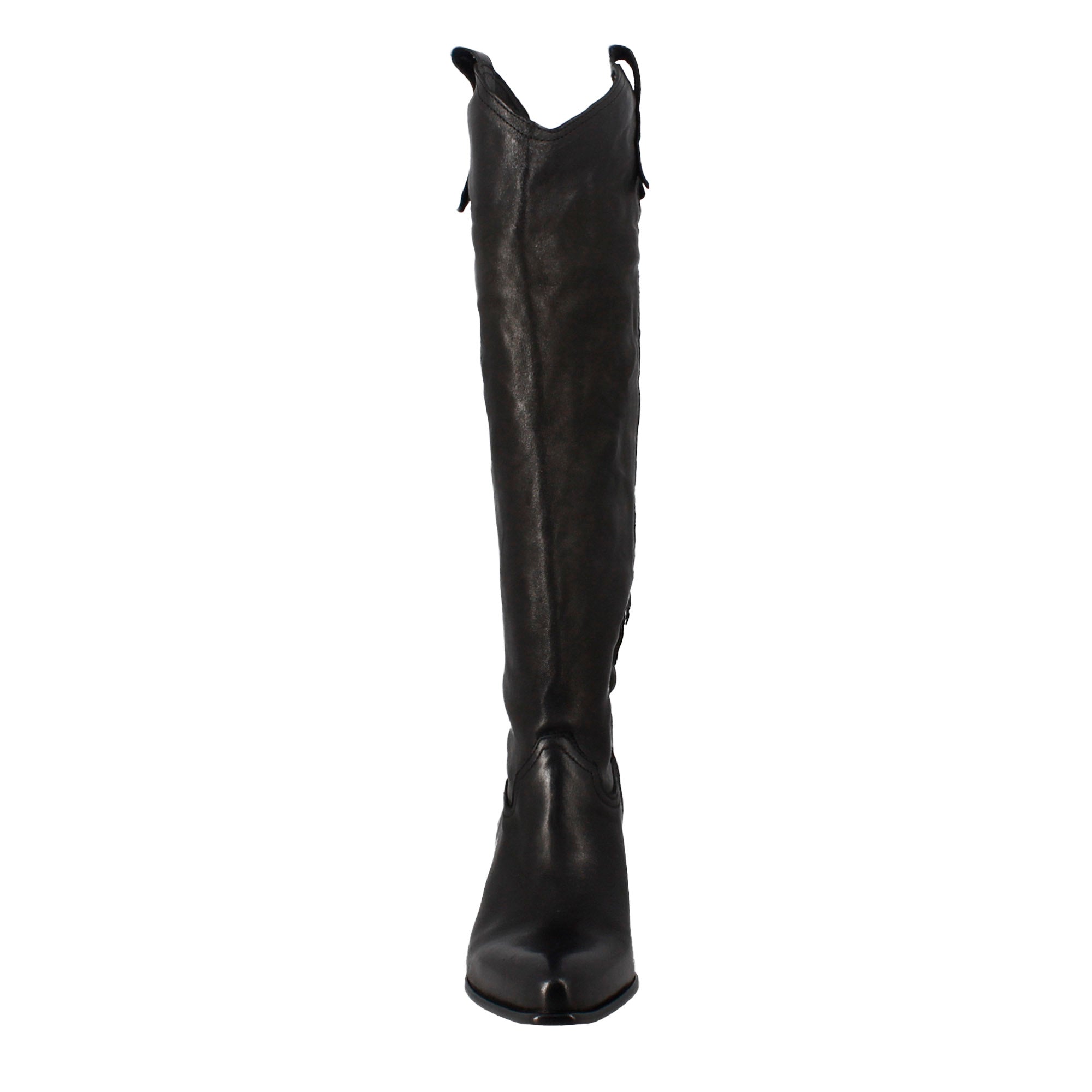 Stivali texani alti da donna fatti a mano in pelle nera con cerniera - LeonardoShoes