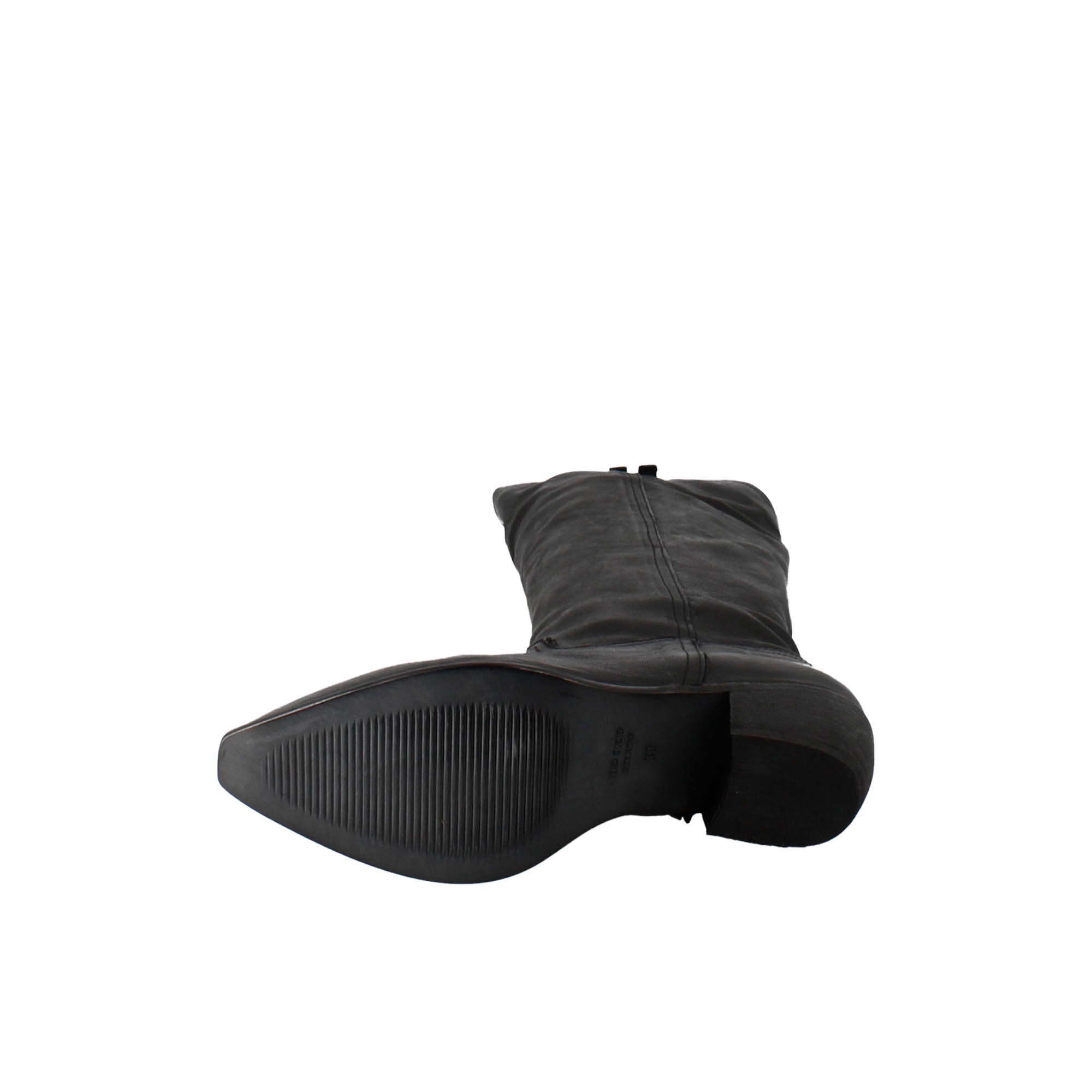 Stivali texani alti da donna fatti a mano in pelle nera con cerniera - LeonardoShoes