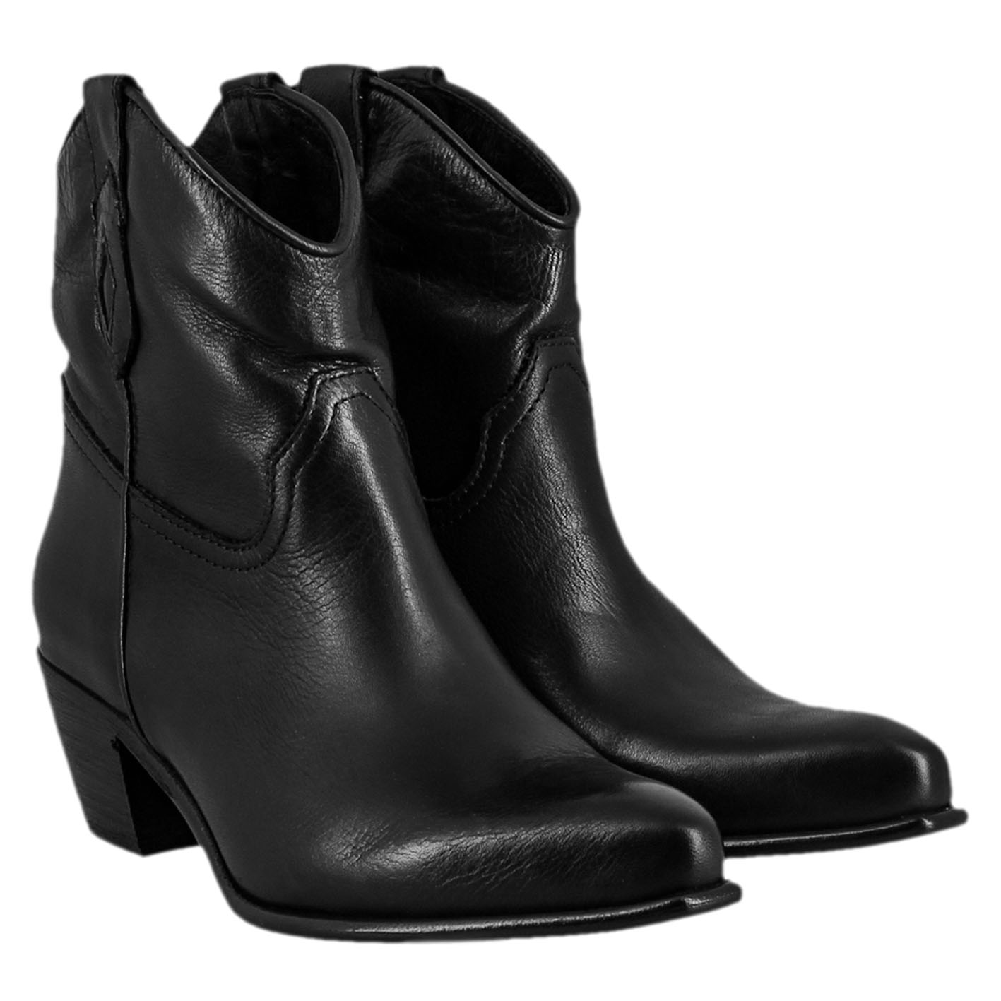 Stivali texani bassi da donna sfoderati in pelle vintage nera - LeonardoShoes