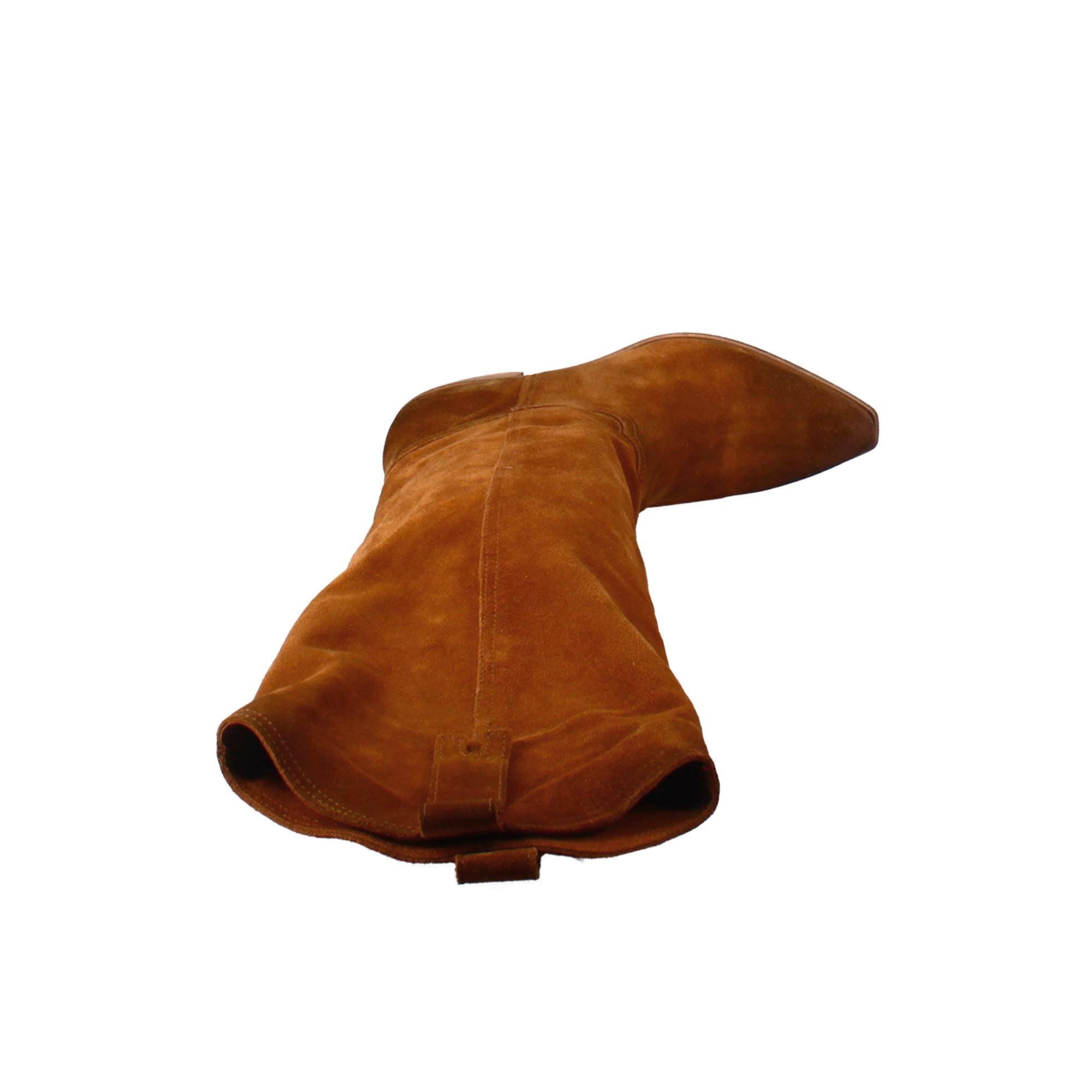 Bottes texanes pour femme non doublées en daim marron.