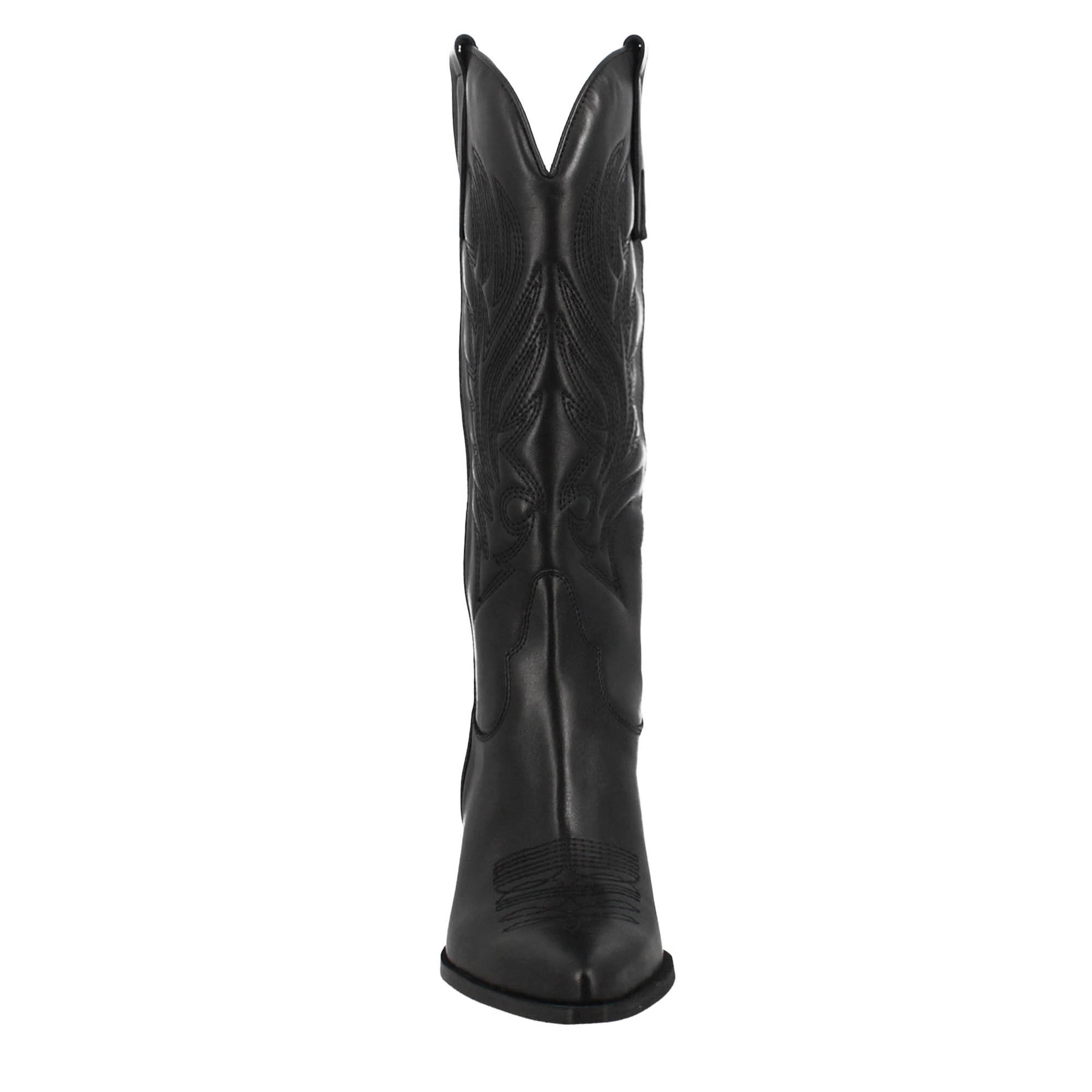 Women's Texan boot in black leather with embroidery