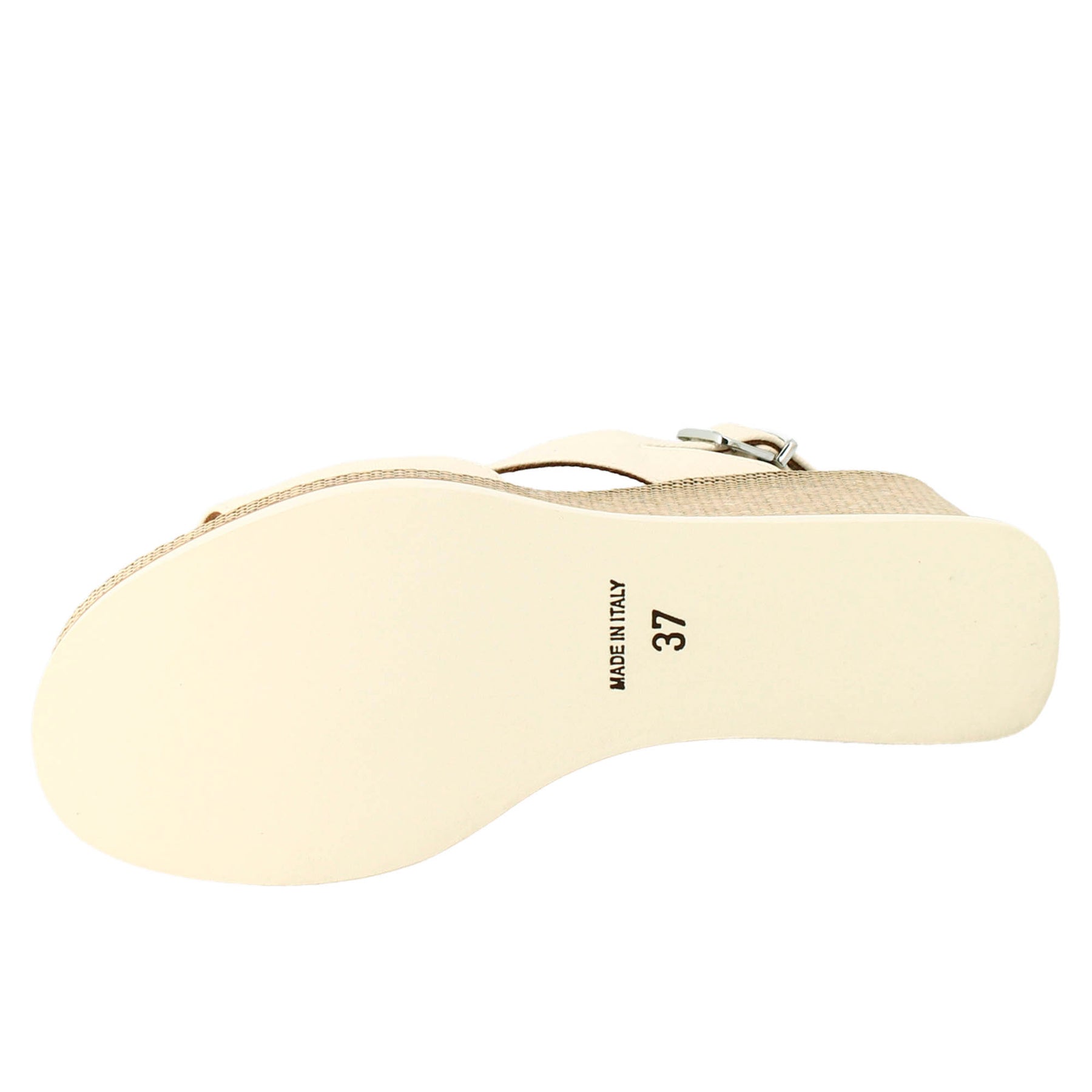 High women's wedge in cream colored leather