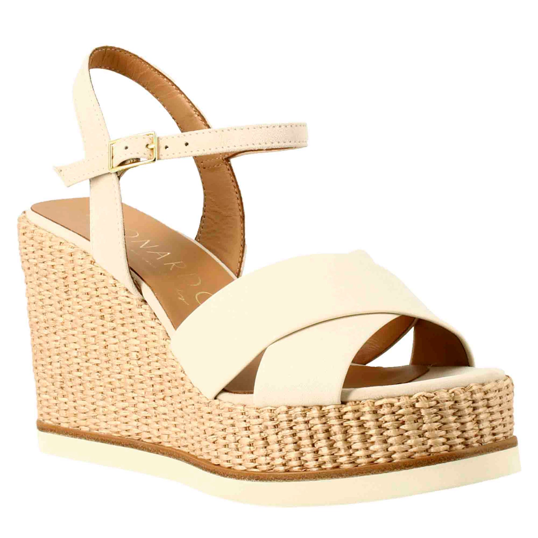 Women's wedge in biocolour cream and nude