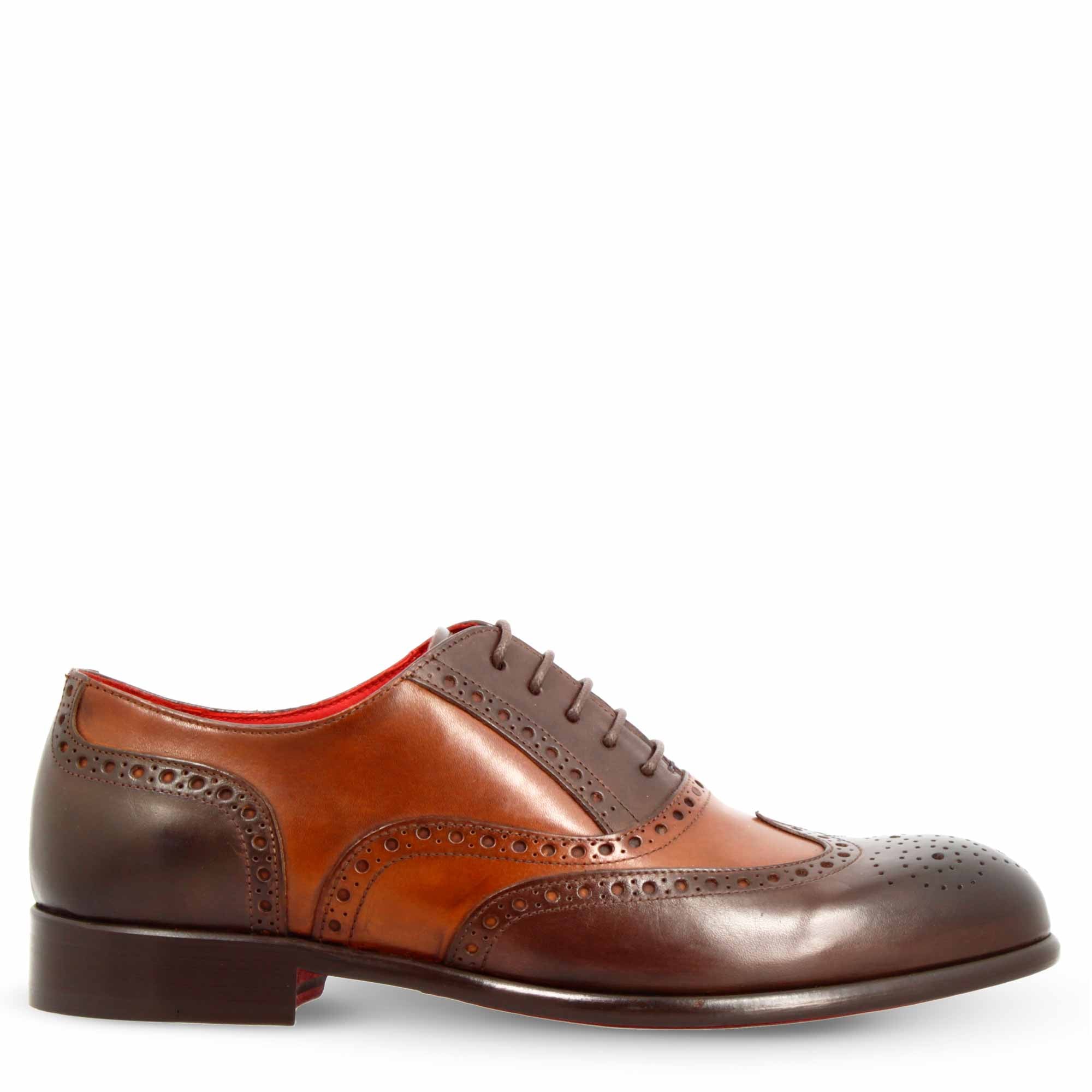 Oxford brogue marrone scuro elegante da uomo in pelle