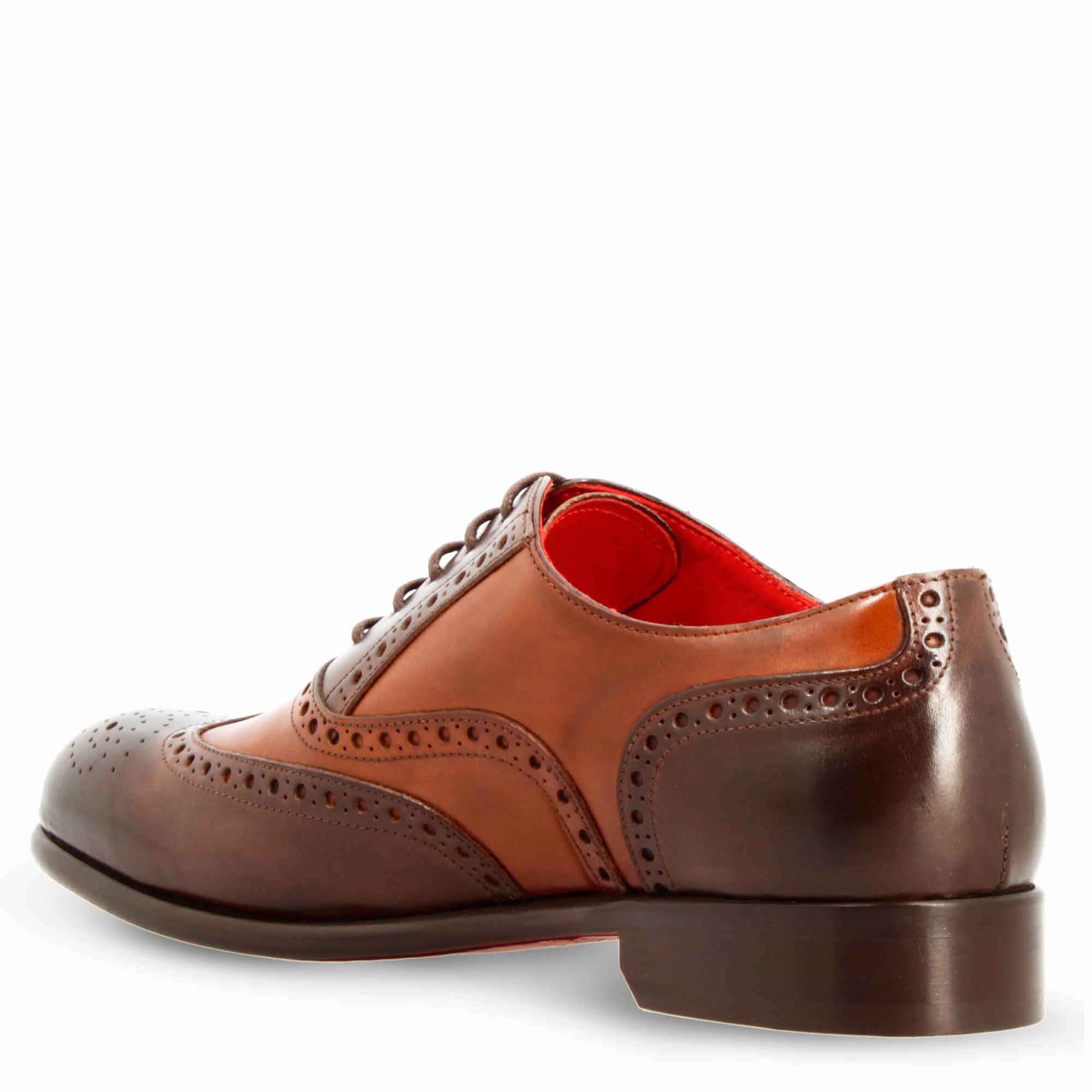 Oxford brogue marrone scuro elegante da uomo in pelle