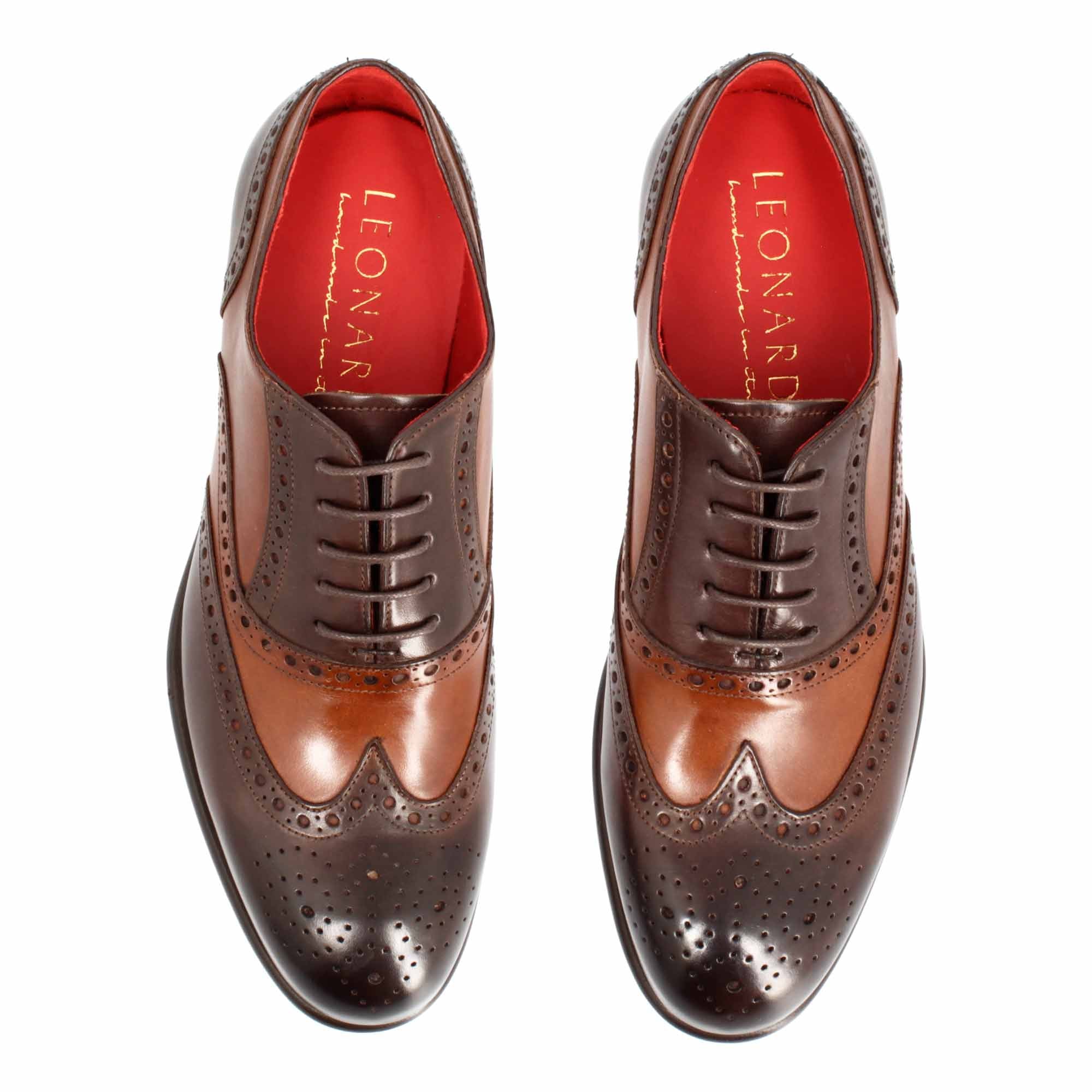 Oxford brogue marrone scuro elegante da uomo in pelle