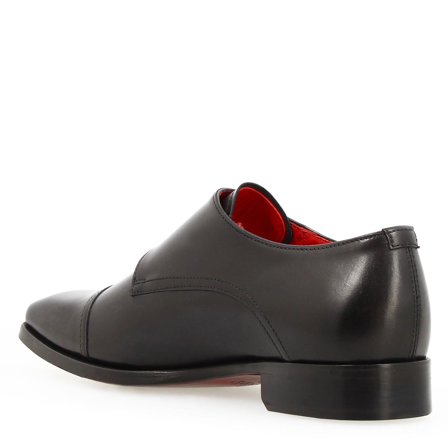Doppia fibbia Achille da uomo in pelle nera - LeonardoShoes