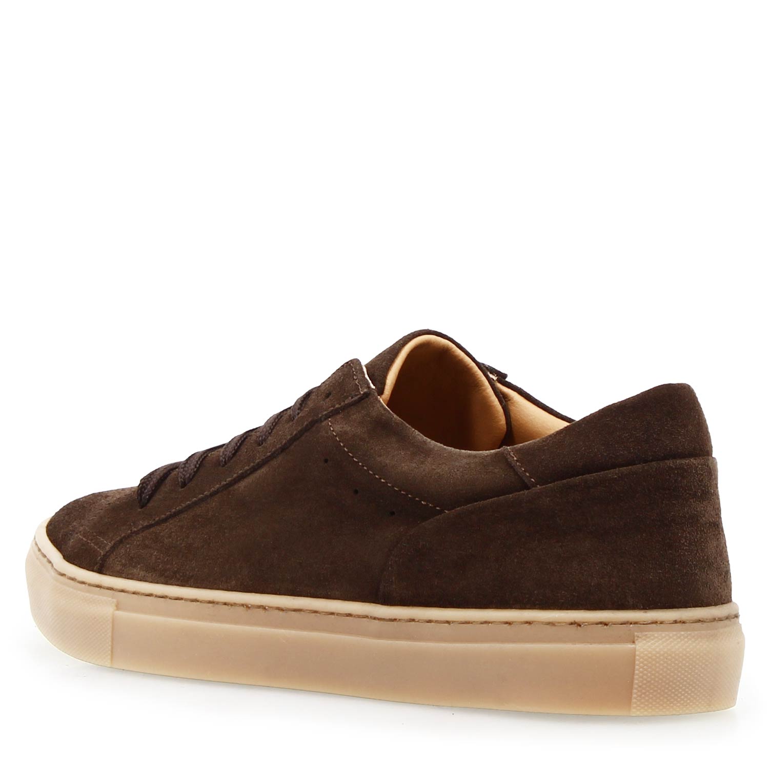 Sneaker Pitagora da uomo in pelle scamosciata marrone scuro - LeonardoShoes