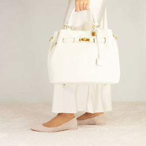 Frida leather handbag with removable white shoulder strap