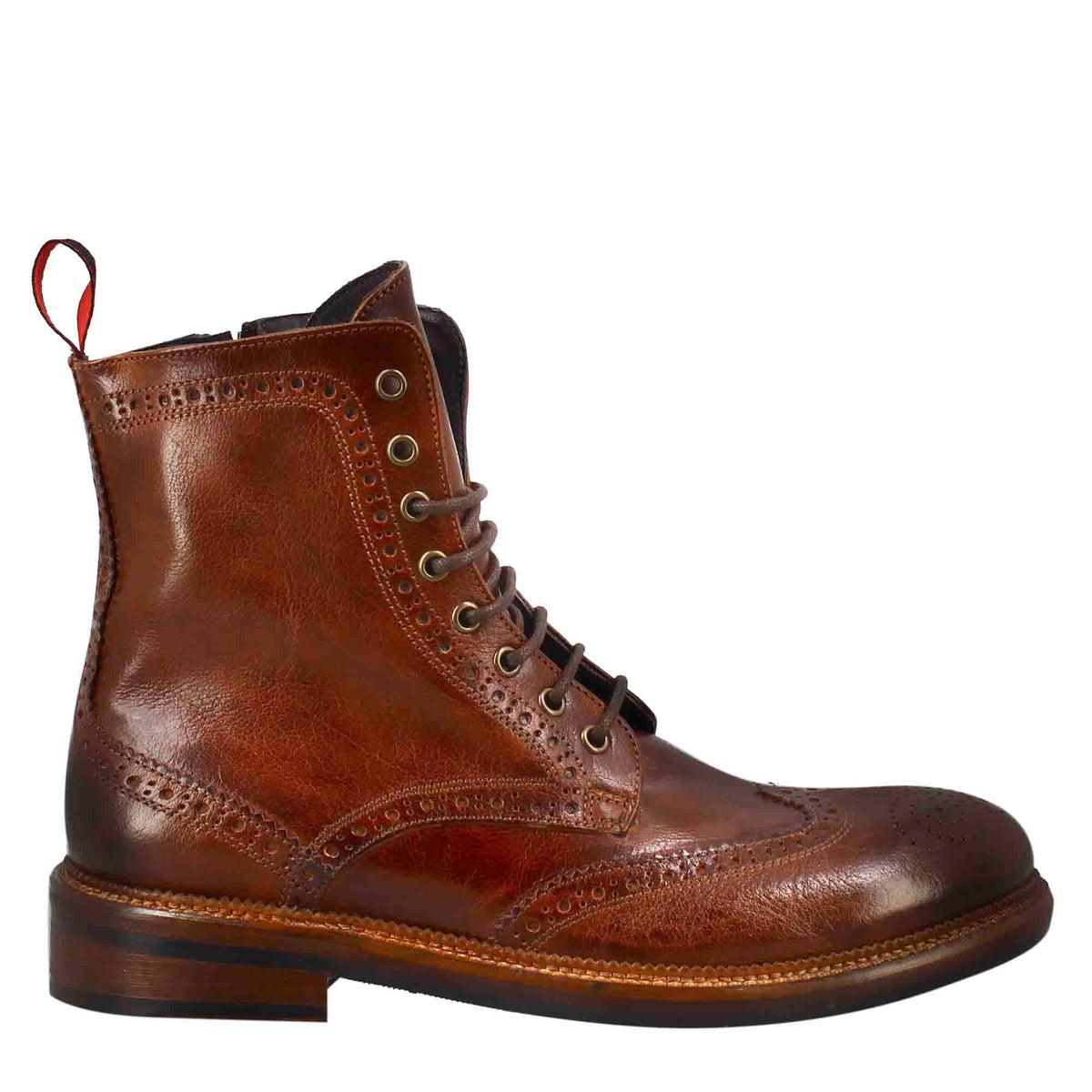 Candy amphibians for men in washed leather in dark tan colour