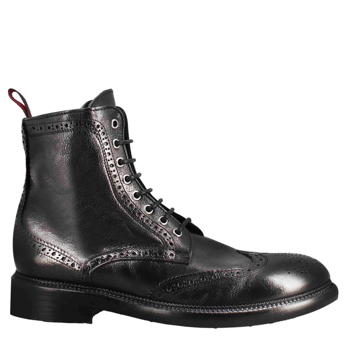 Bottes homme en cuir lavé noir