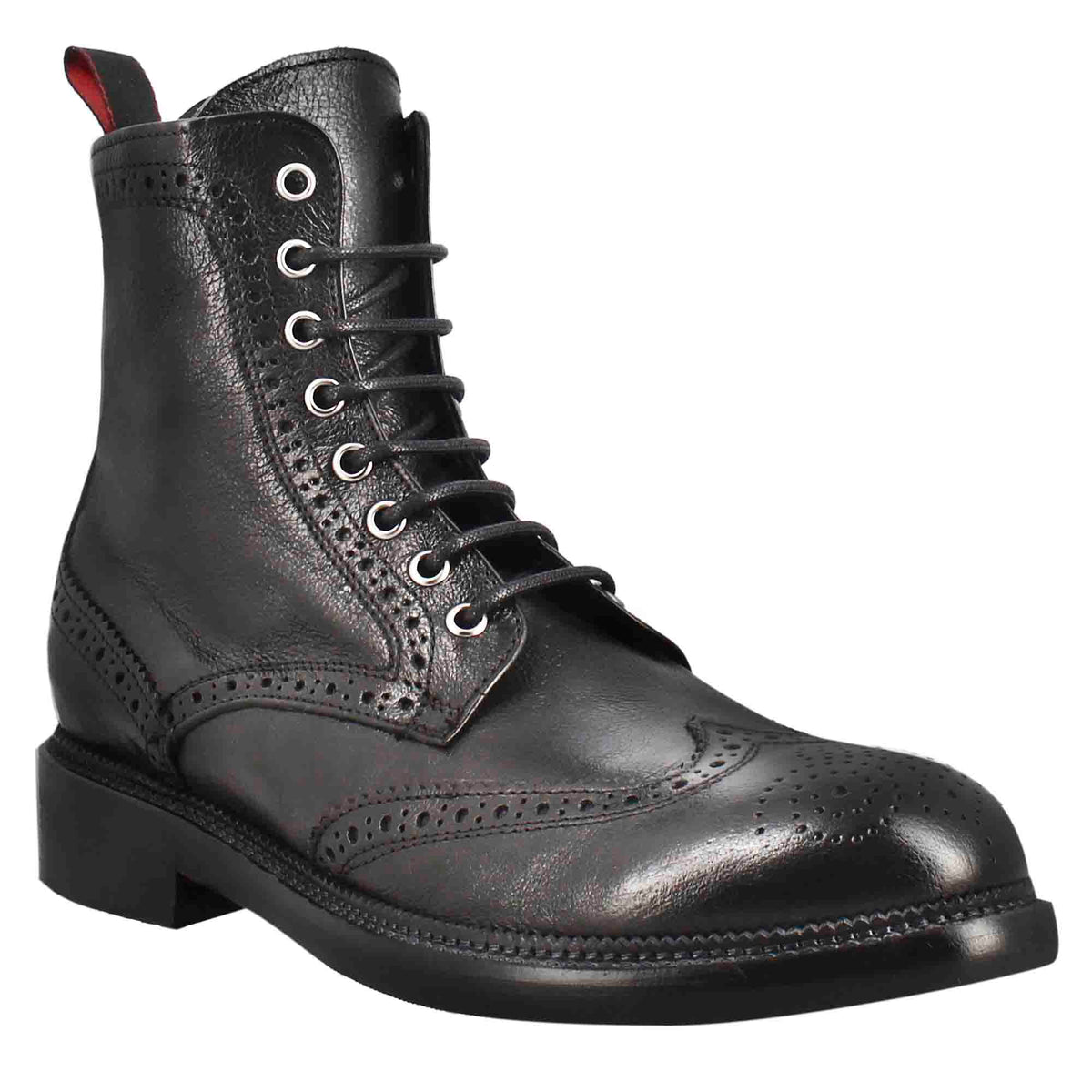 Bottes homme en cuir lavé noir