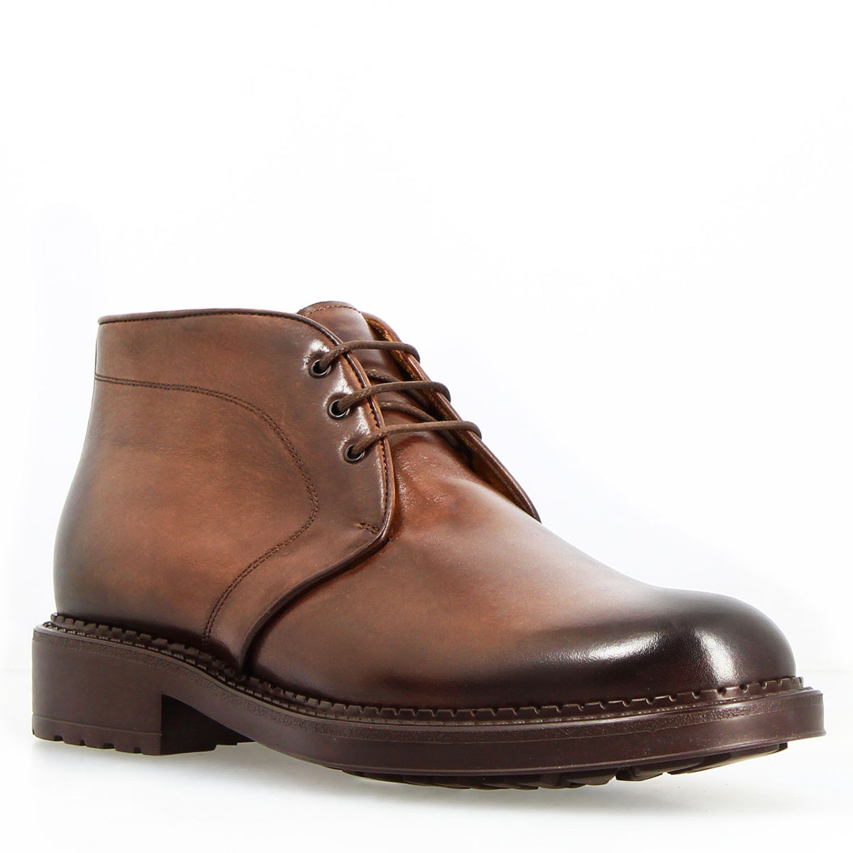 Bacco dark brown hand-dyed leather chukka boot for men