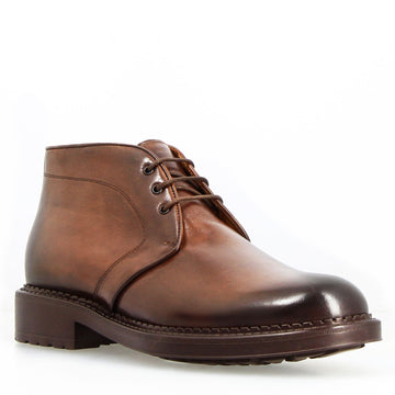 Bacco dark brown hand-dyed leather chukka boot for men