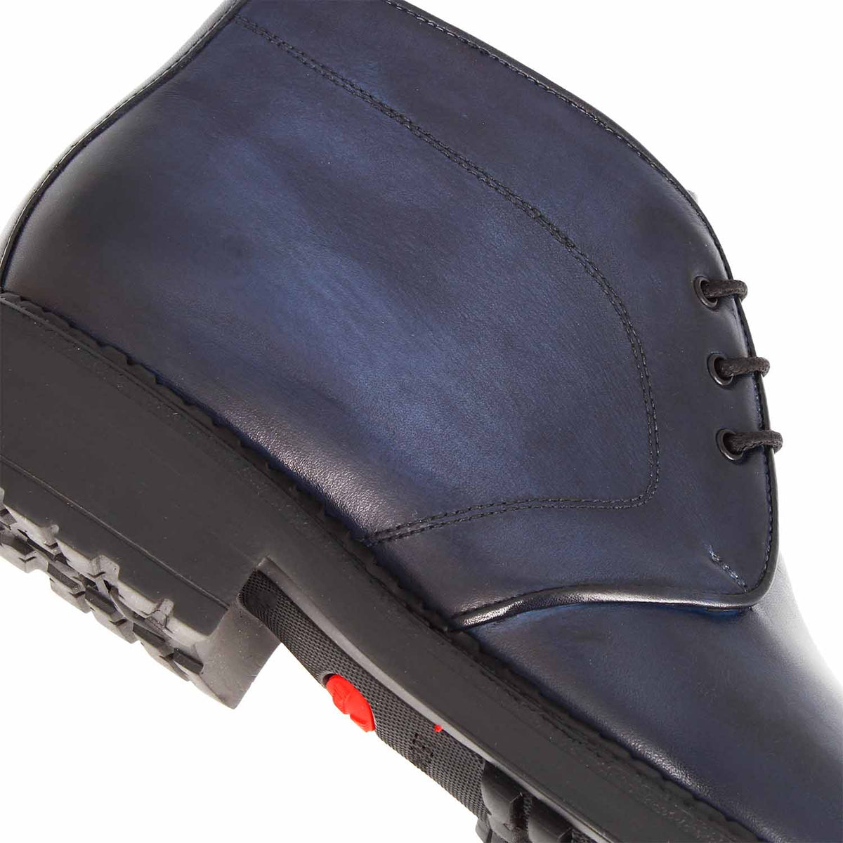 Chukka boot uomo Bacco in pelle blu tinta a mano - detaglio