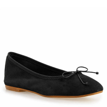 Ballerine da donna Fiocco in camoscio nero - LeonardoShoes