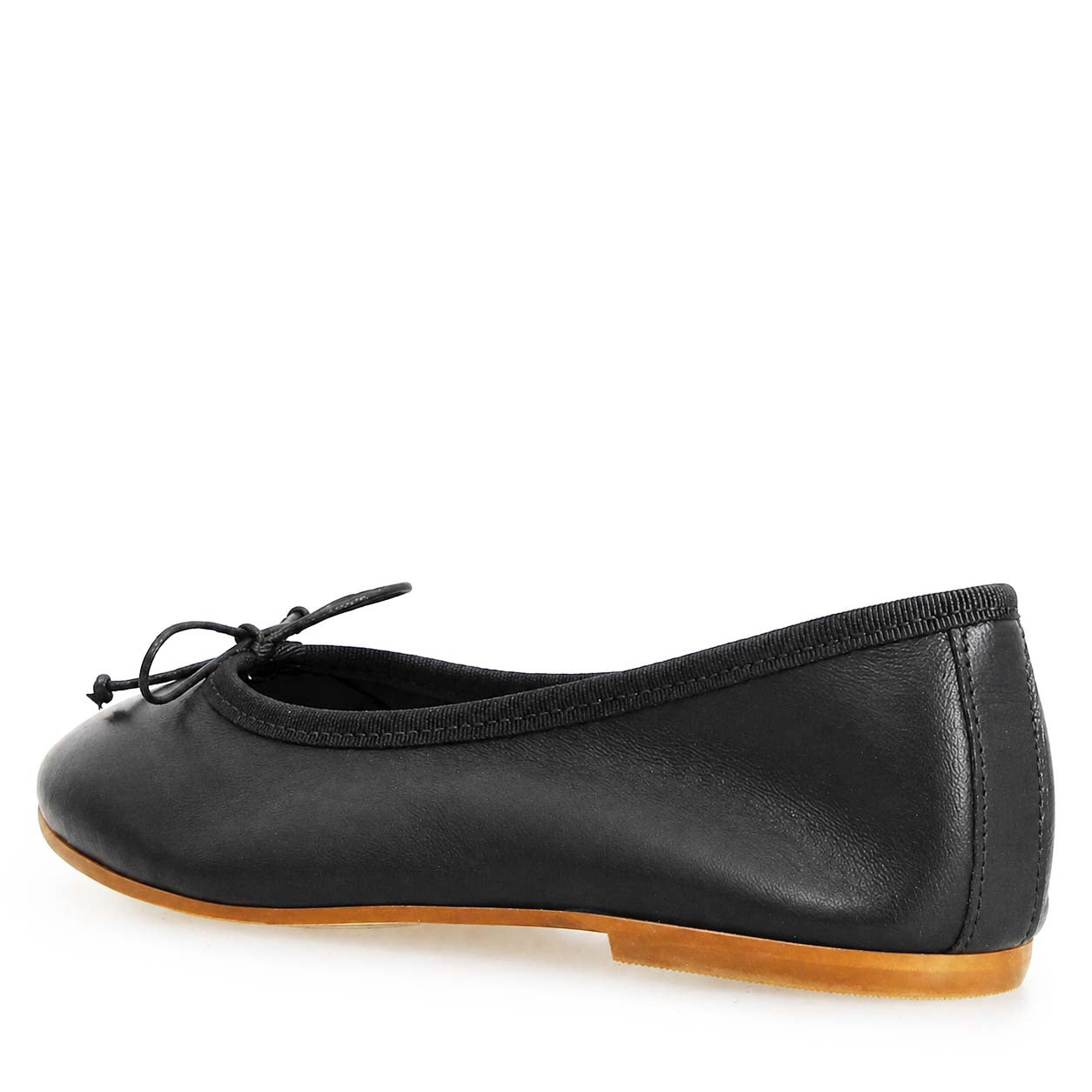 Black leather ballerinas Fiocco for woman