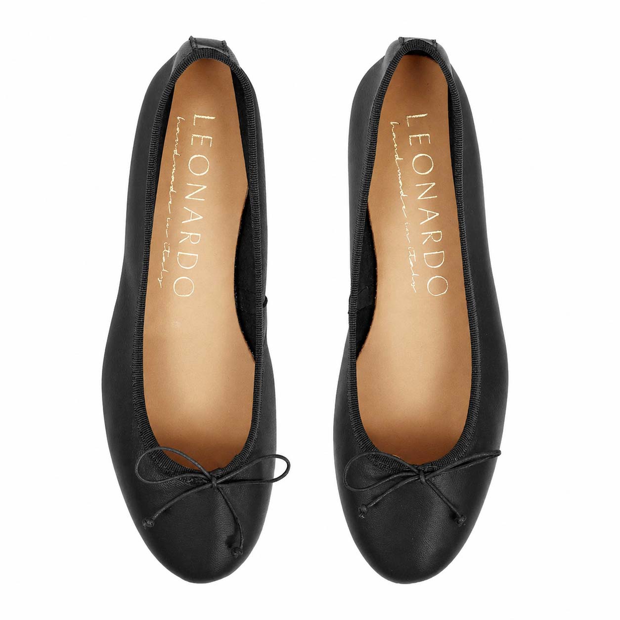 Black leather ballerinas Fiocco for woman