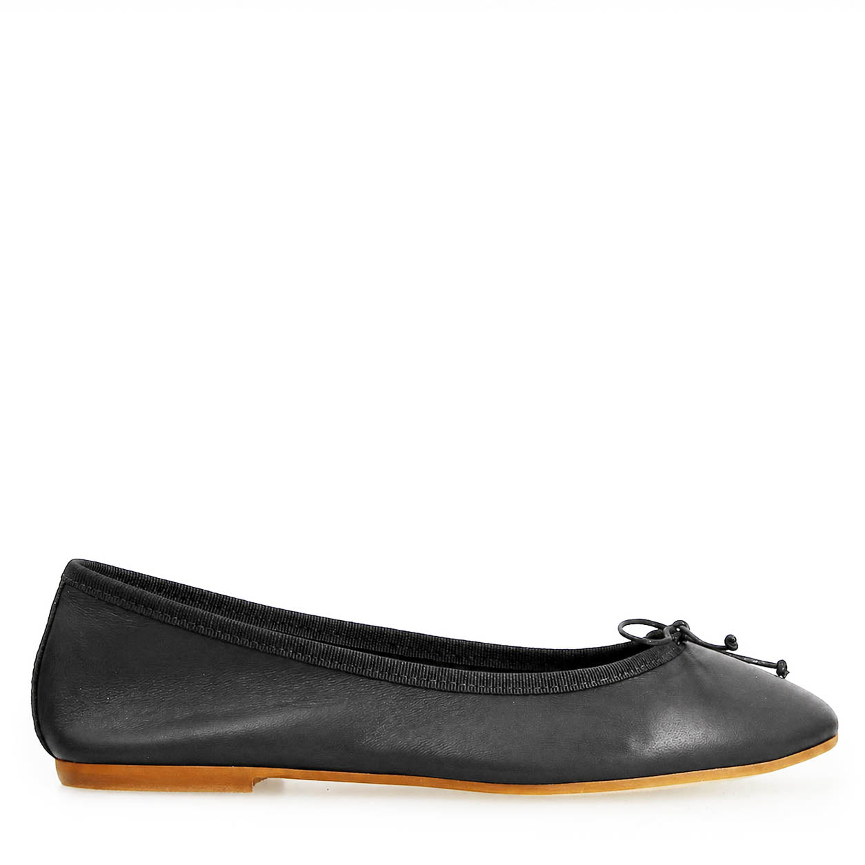 Black leather ballerinas Fiocco for woman