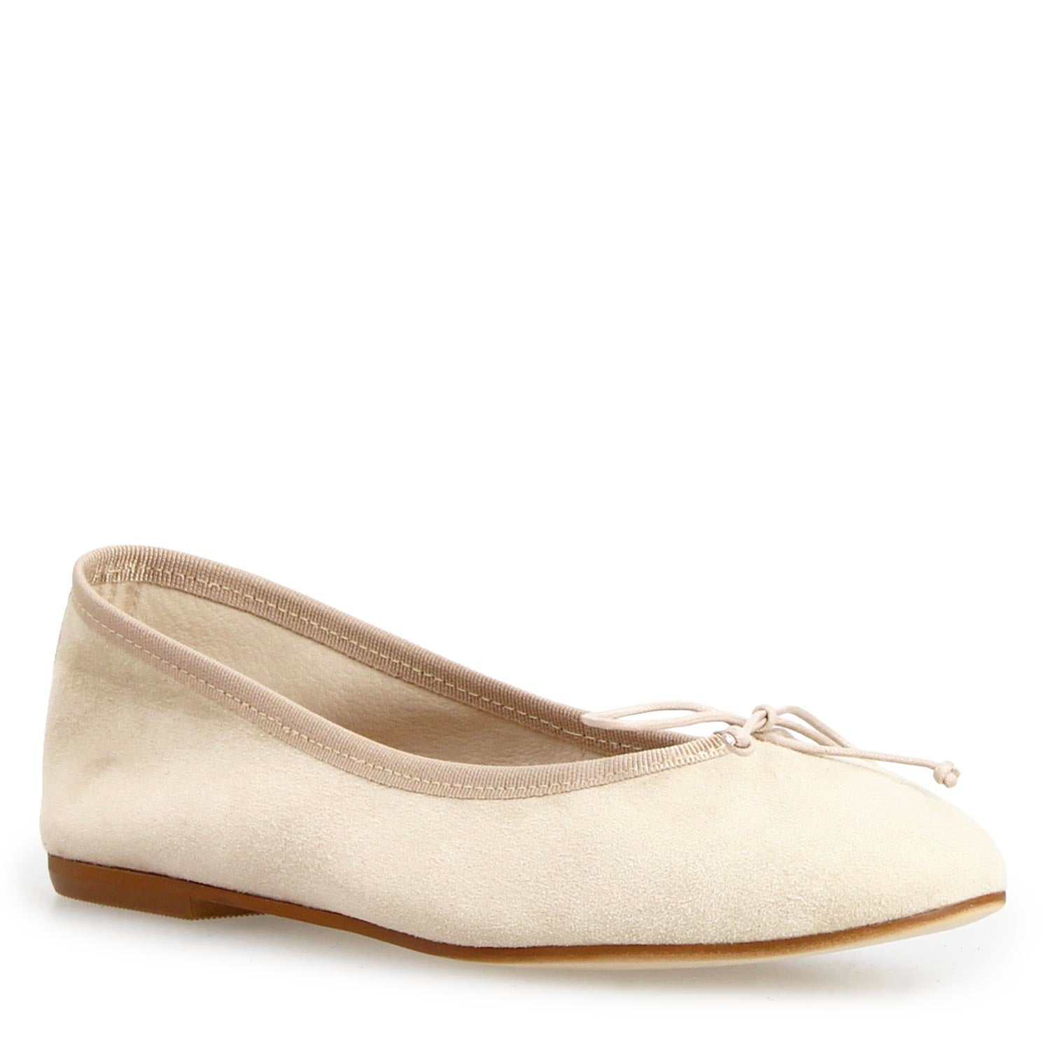 Women's Unlined Beige Suede Ballet Flats Fiocco