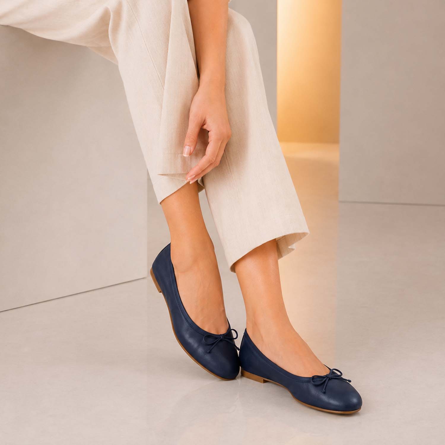 Blue leather ballet flats Fiocco for women