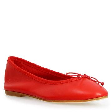 Ballerine da donna Fiocco in pelle rossa - LeonardoShoes