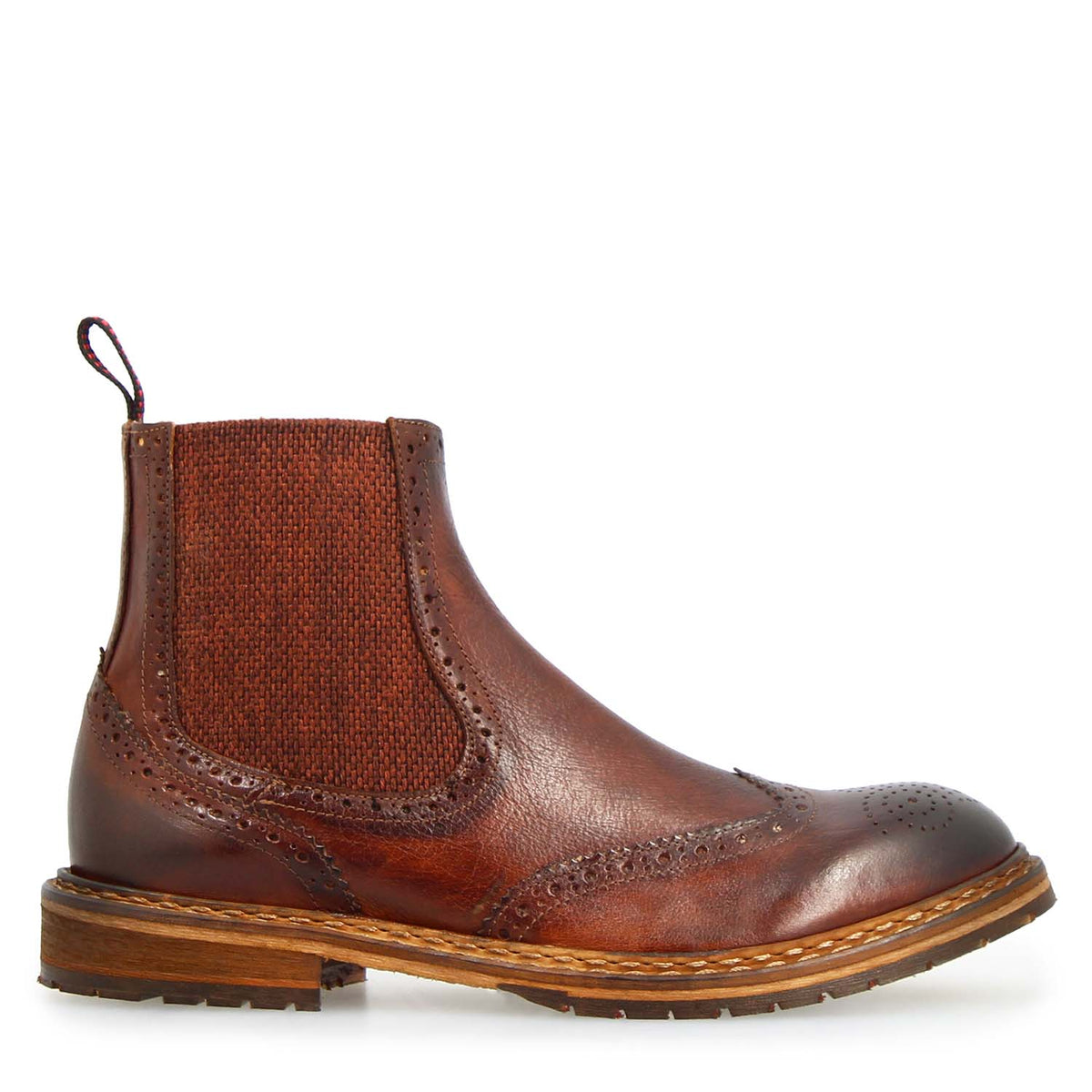 Basilio Herren Chelsea Boot im Budapester Stil in Braun