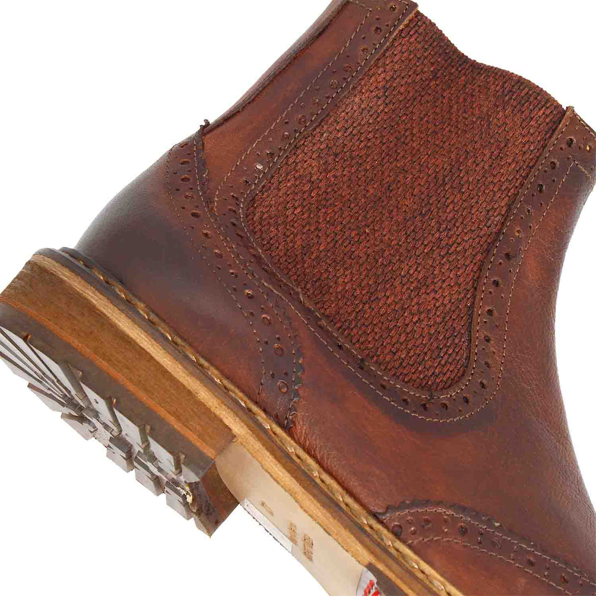 Basilio Herren Chelsea Boot im Budapester Stil in Braun