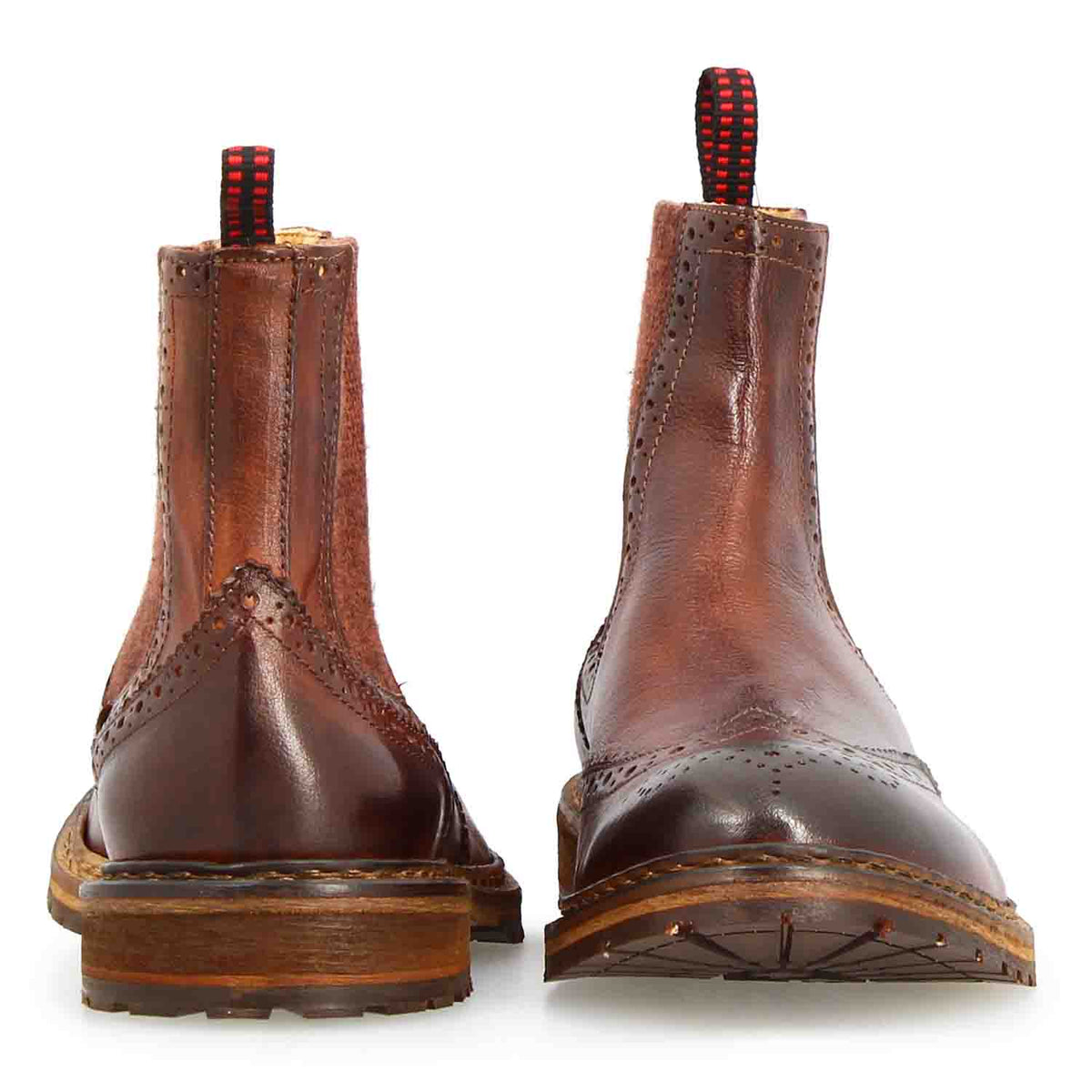 Basilio Herren Chelsea Boot im Budapester Stil in Braun