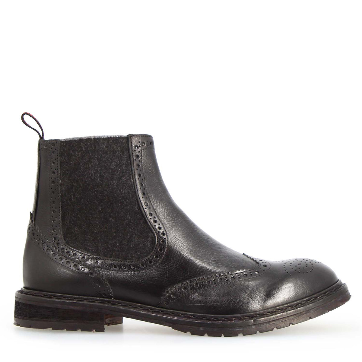 Basilio Herren Chelsea Boot im Budapester-Stil in Schwarz