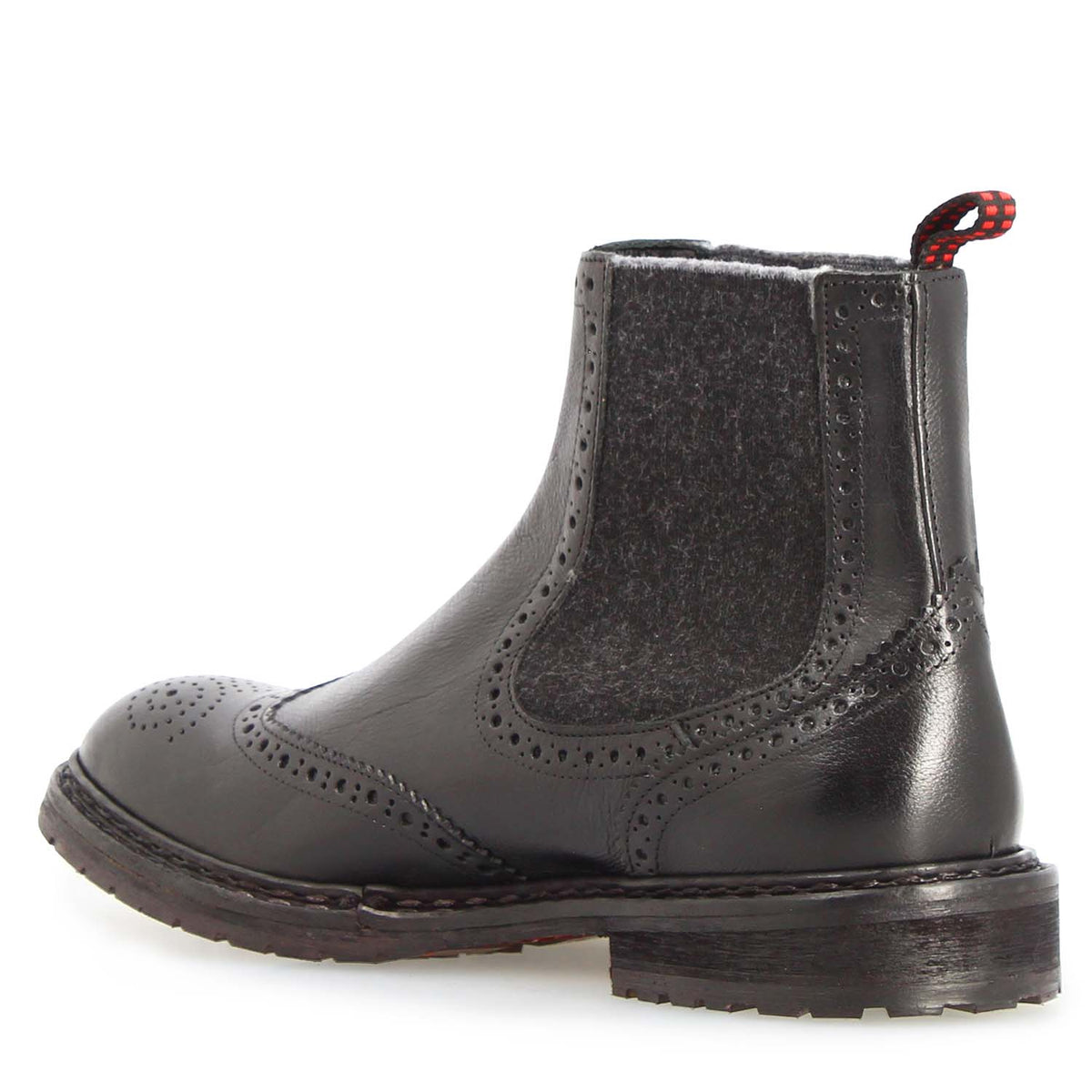Basilio Herren Chelsea Boot im Budapester-Stil in Schwarz